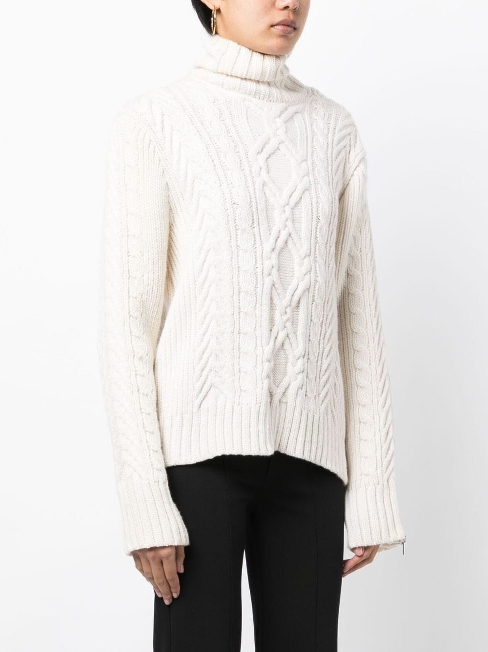 cable-knit zip-detail jumper - 3