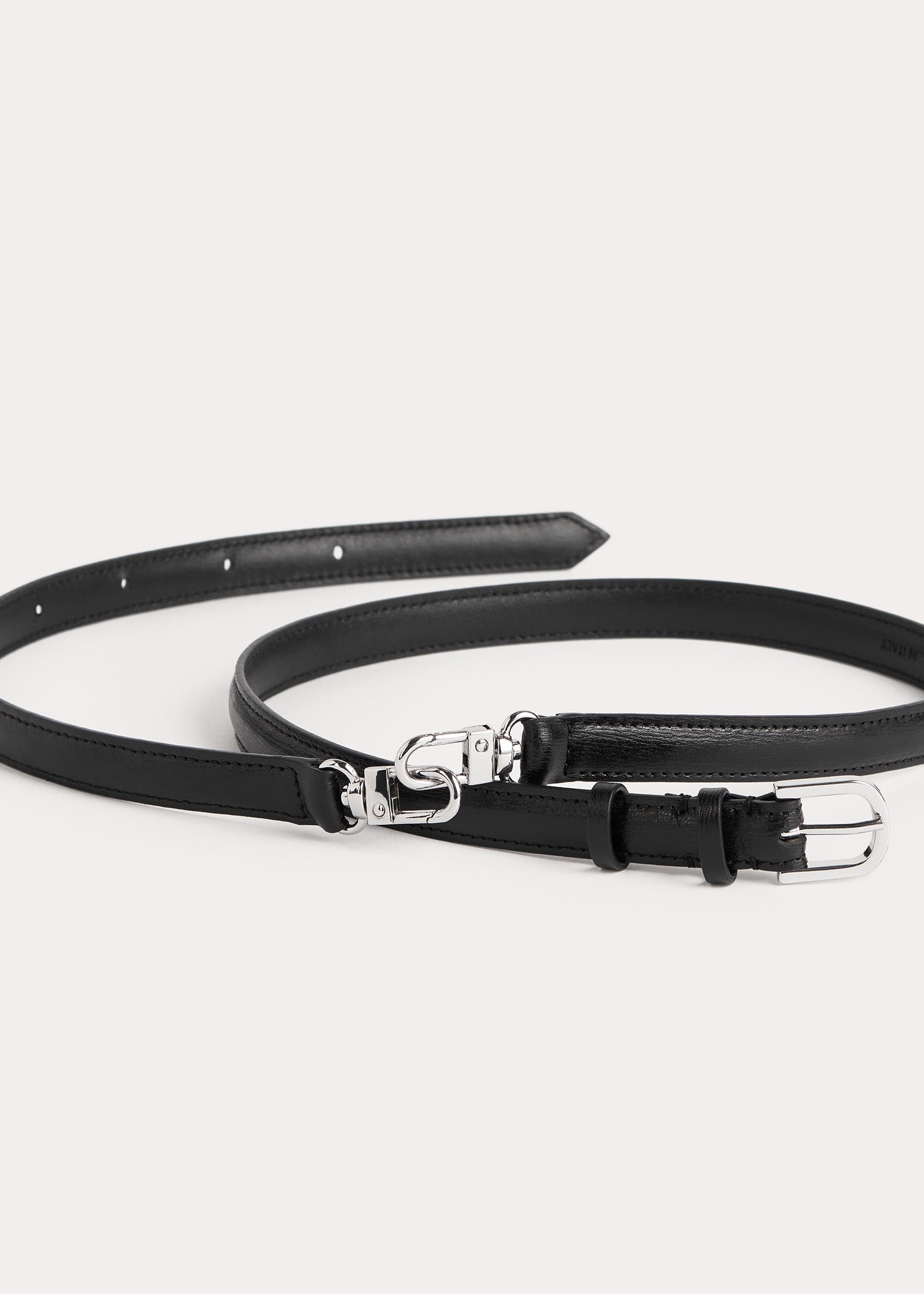Double clasp leather belt black - 3