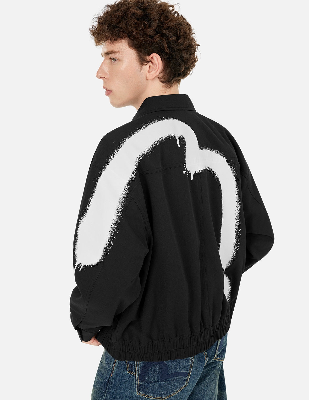 Graffiti Daicock Print Boxy Fit Zip Up Jacket - 5