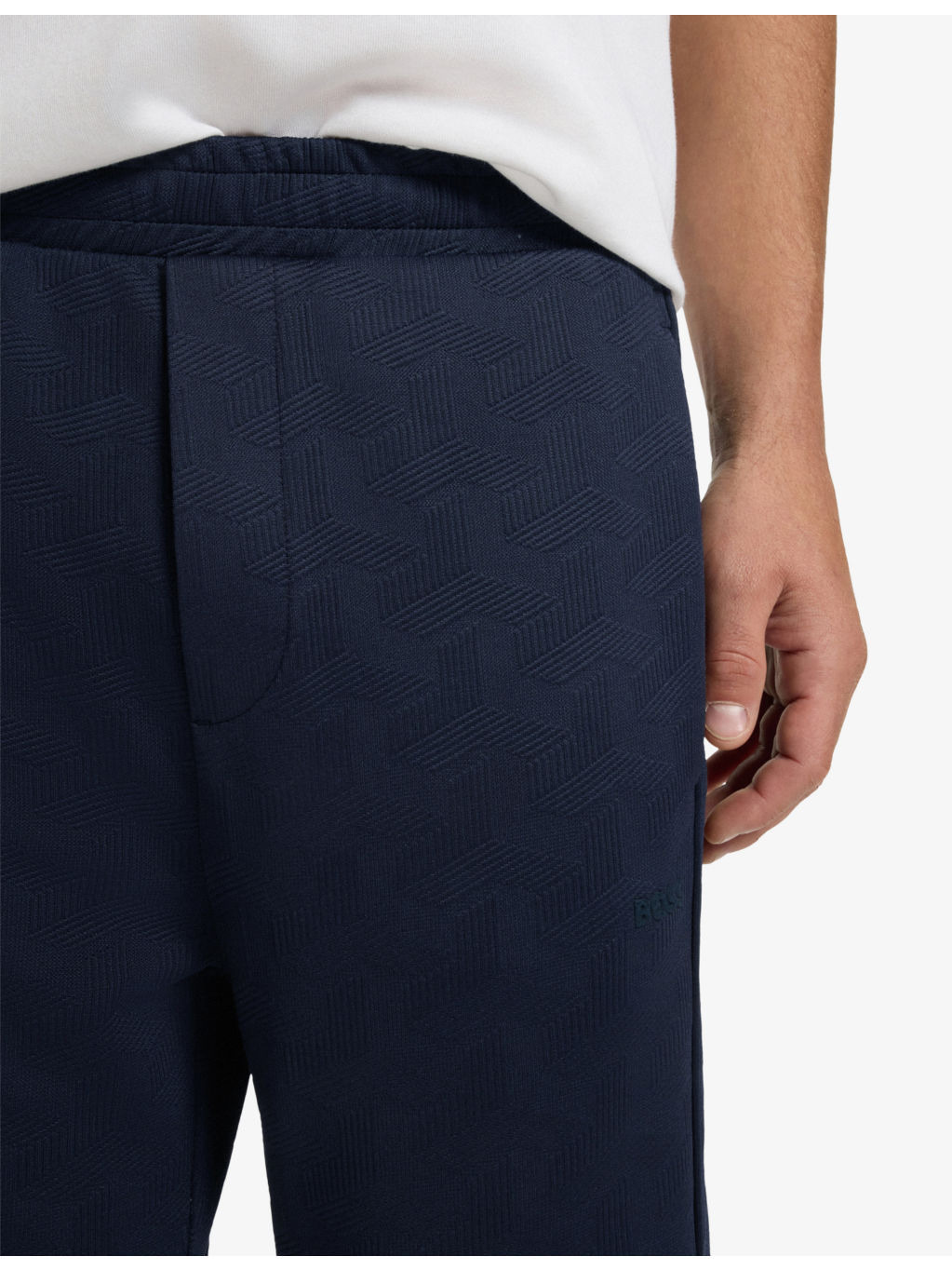 Jacquard-Pattern Elasticated-Waist Jersey Jogging Bottoms - 5