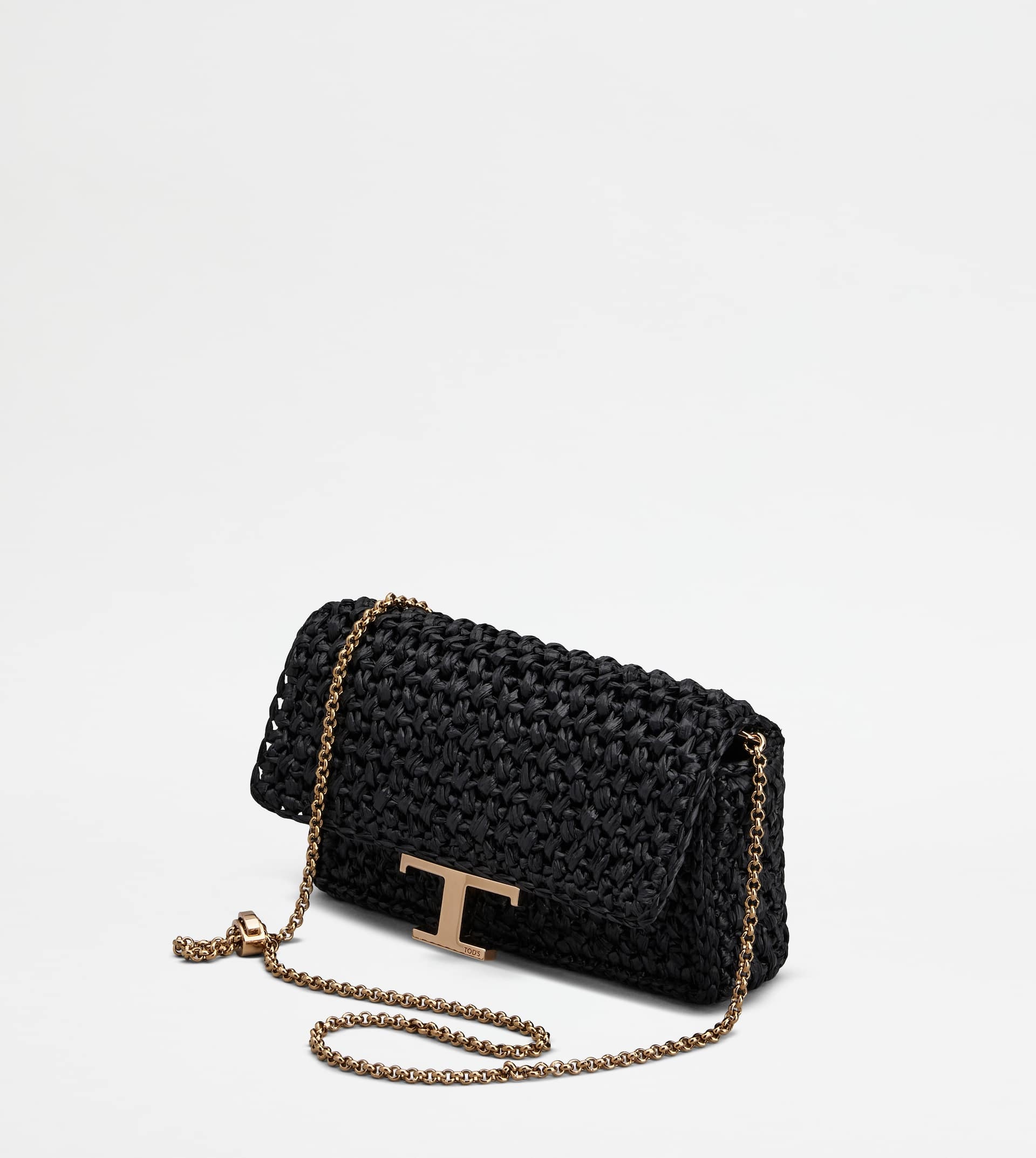 T TIMELESS FLAP BAG IN RAFFIA MICRO - BLACK - 5