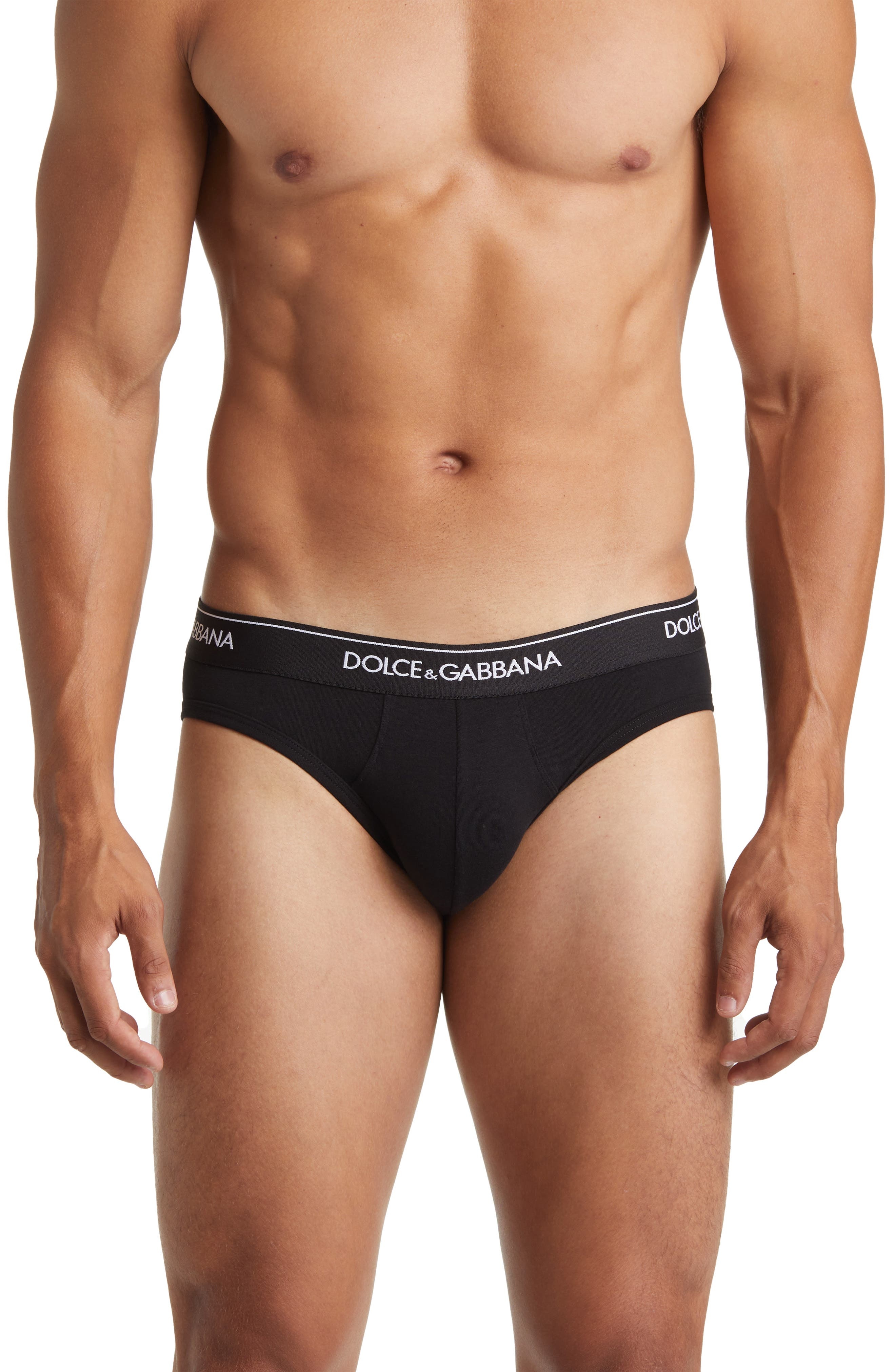 Dolce&Gabbana 2-Pack Logo Waist Briefs in Black at Nordstrom - 2
