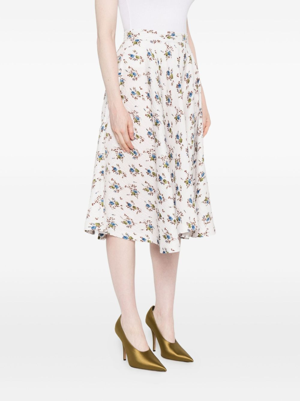 floral-print pleated midi skirt - 3