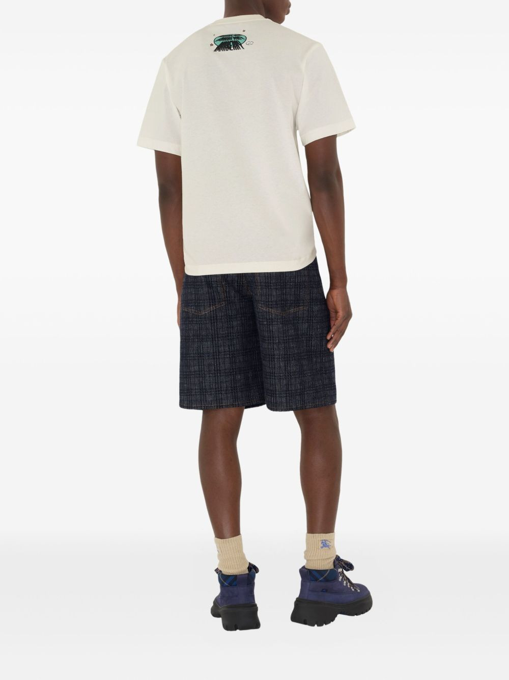 check denim shorts - 4