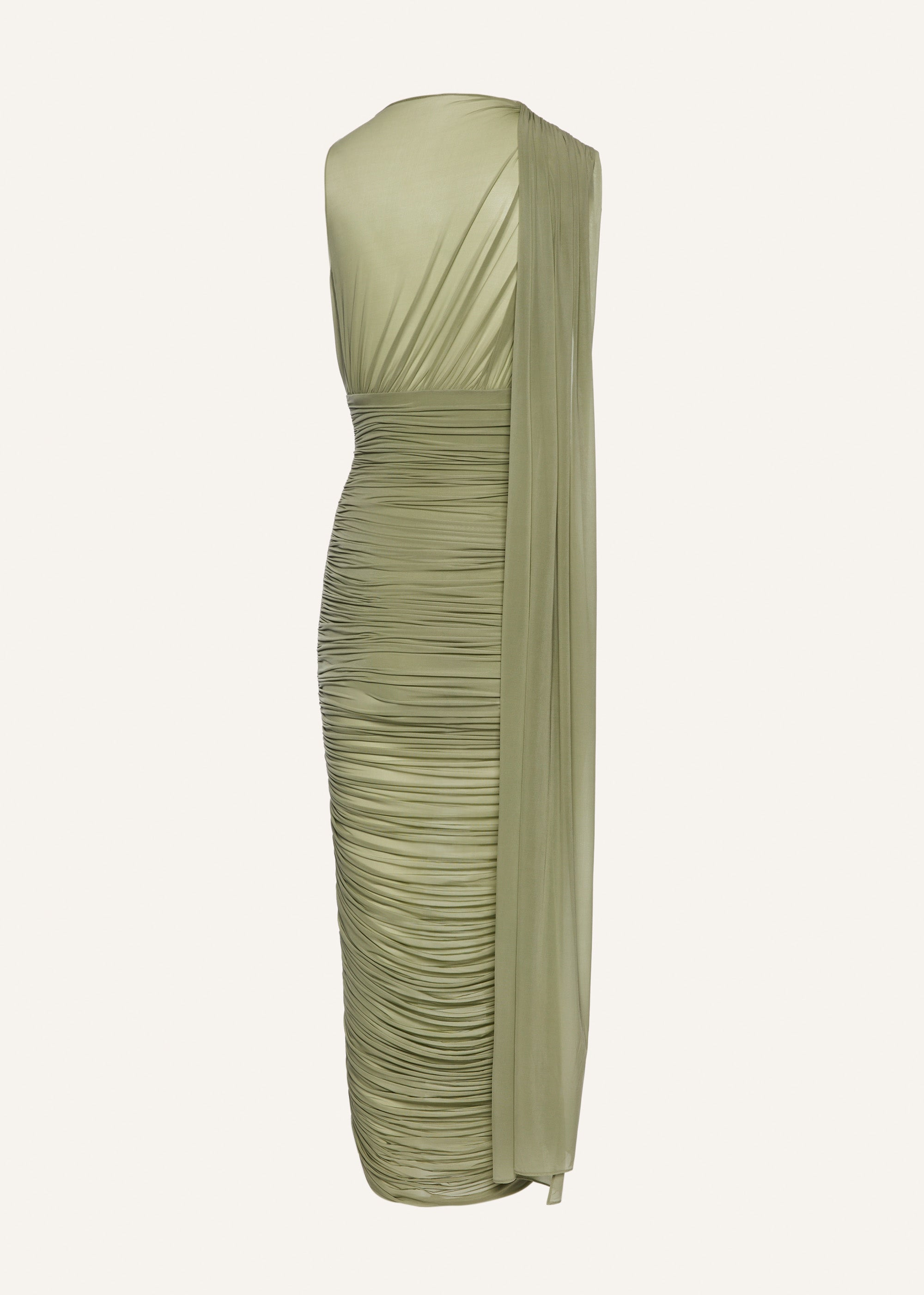 Sheer draped midi dress in green - 2