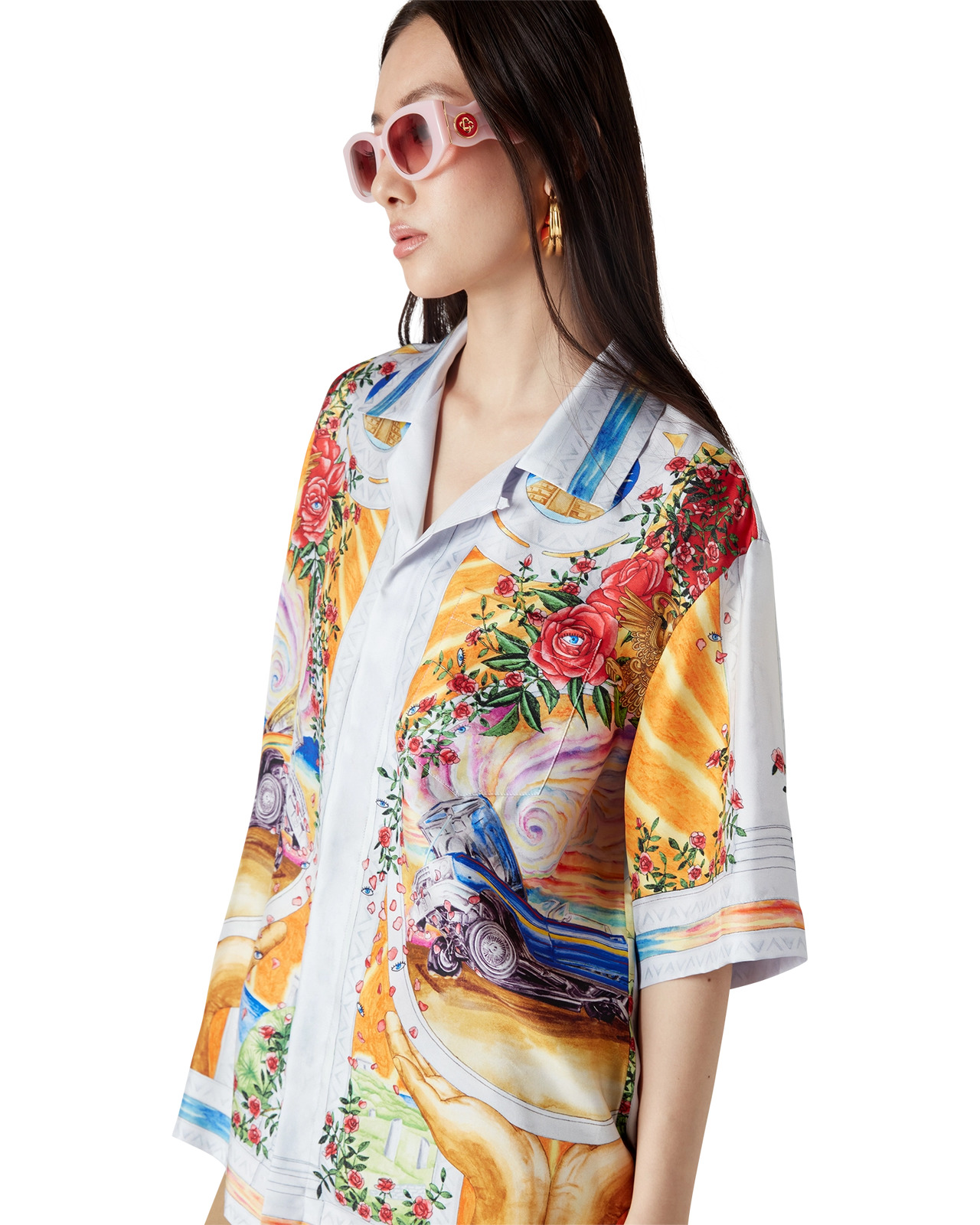La Tornade De Rose Short Sleeve Silk Shirt | Casablanca Paris - 4