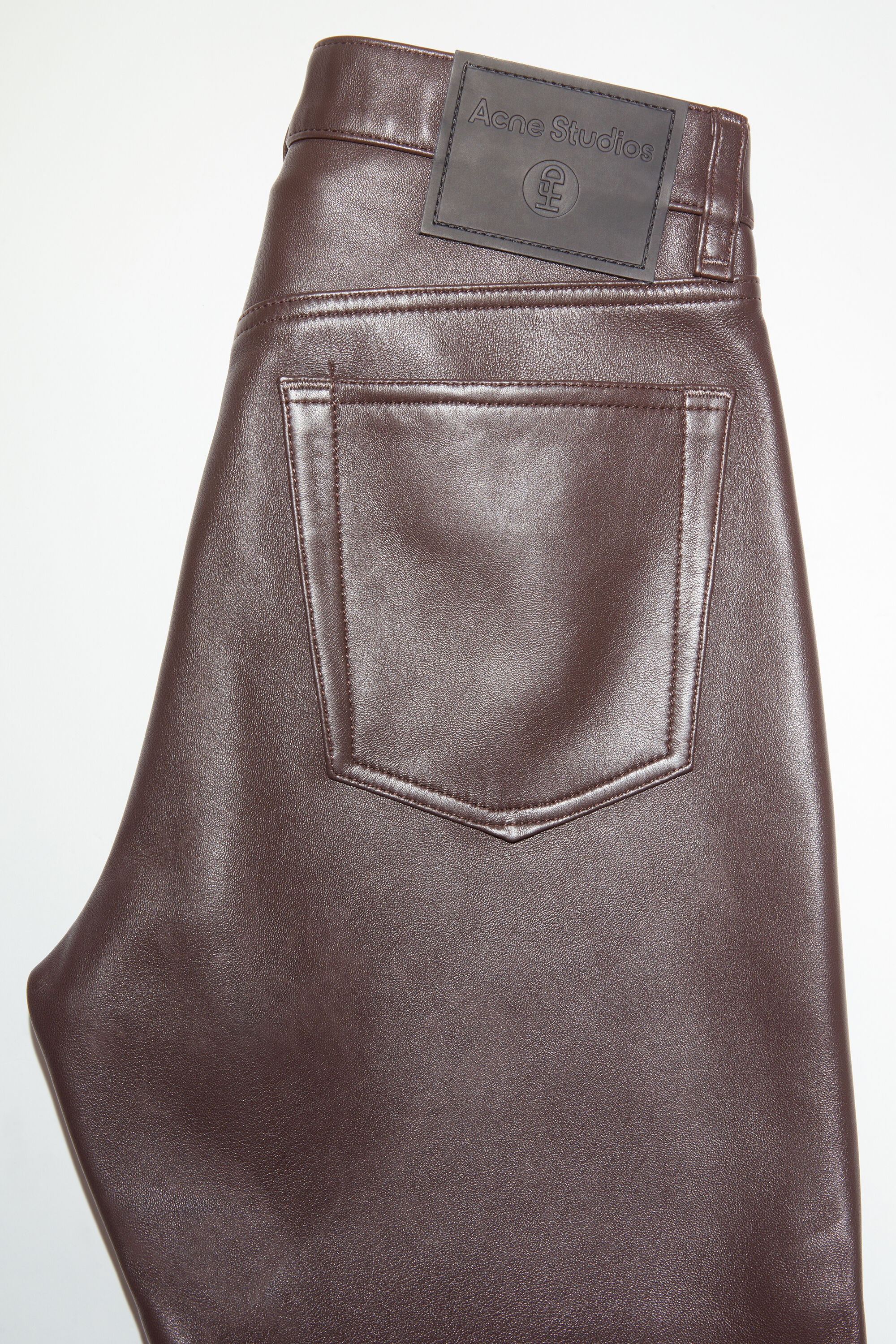 Regular fit leather trousers - Brown - 5