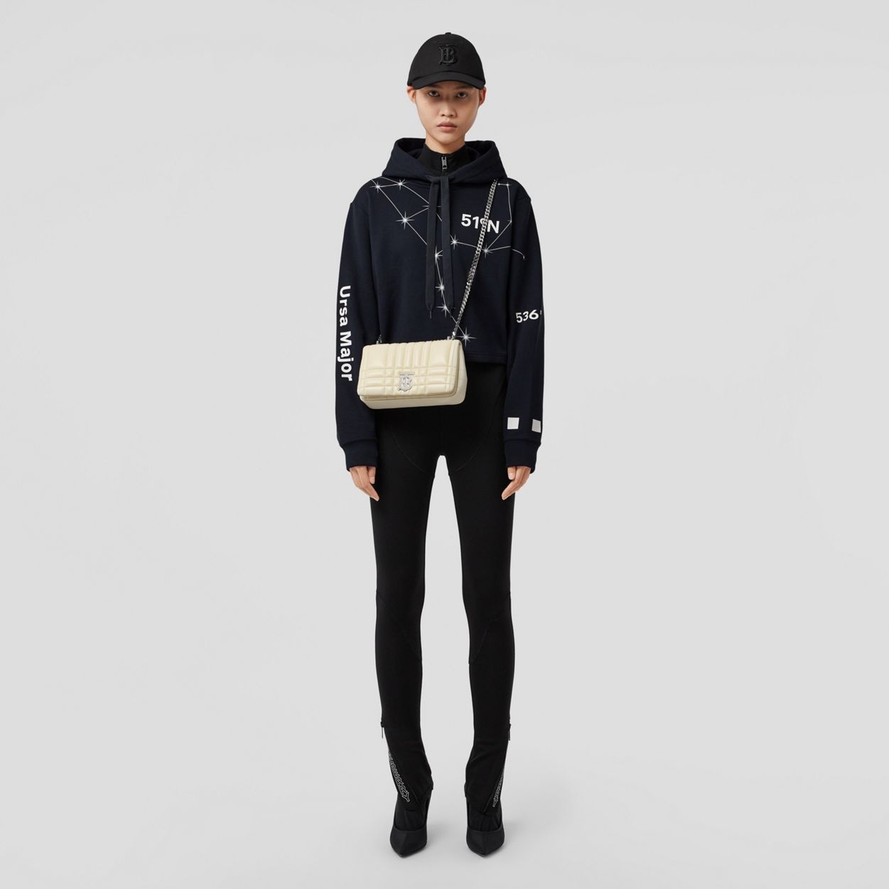 Constellation Print Cotton Cropped Hoodie - 5