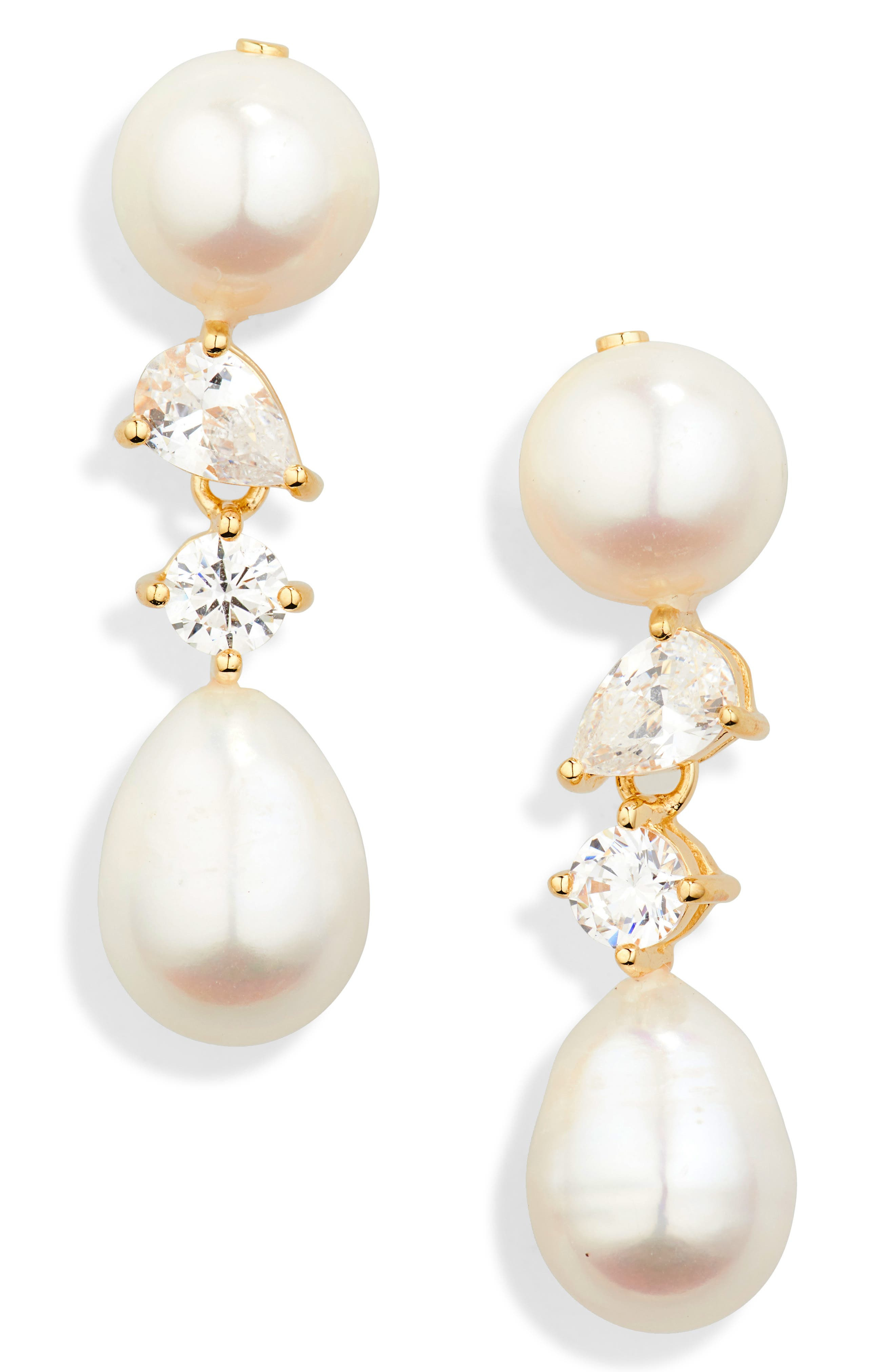 COMPLETEDWORKS Cubic Zirconia & Freshwater Pearl Drop Earrings in 18Ct Gold Plated at Nordstrom - 1