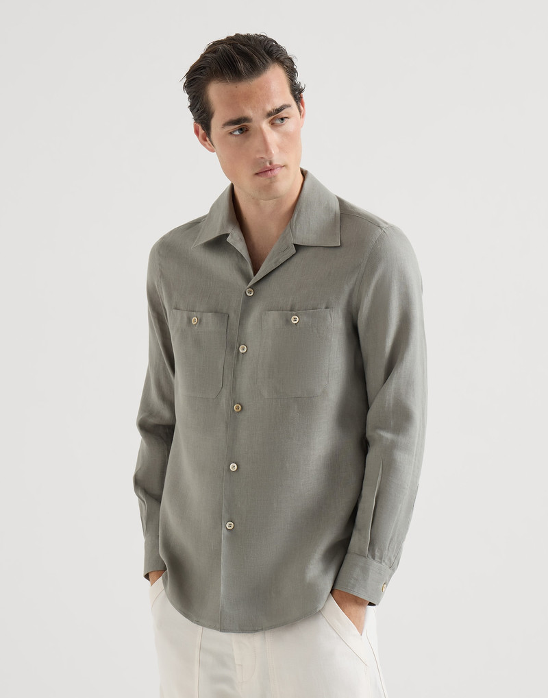 Linen easy fit shirt with chest pockets 4