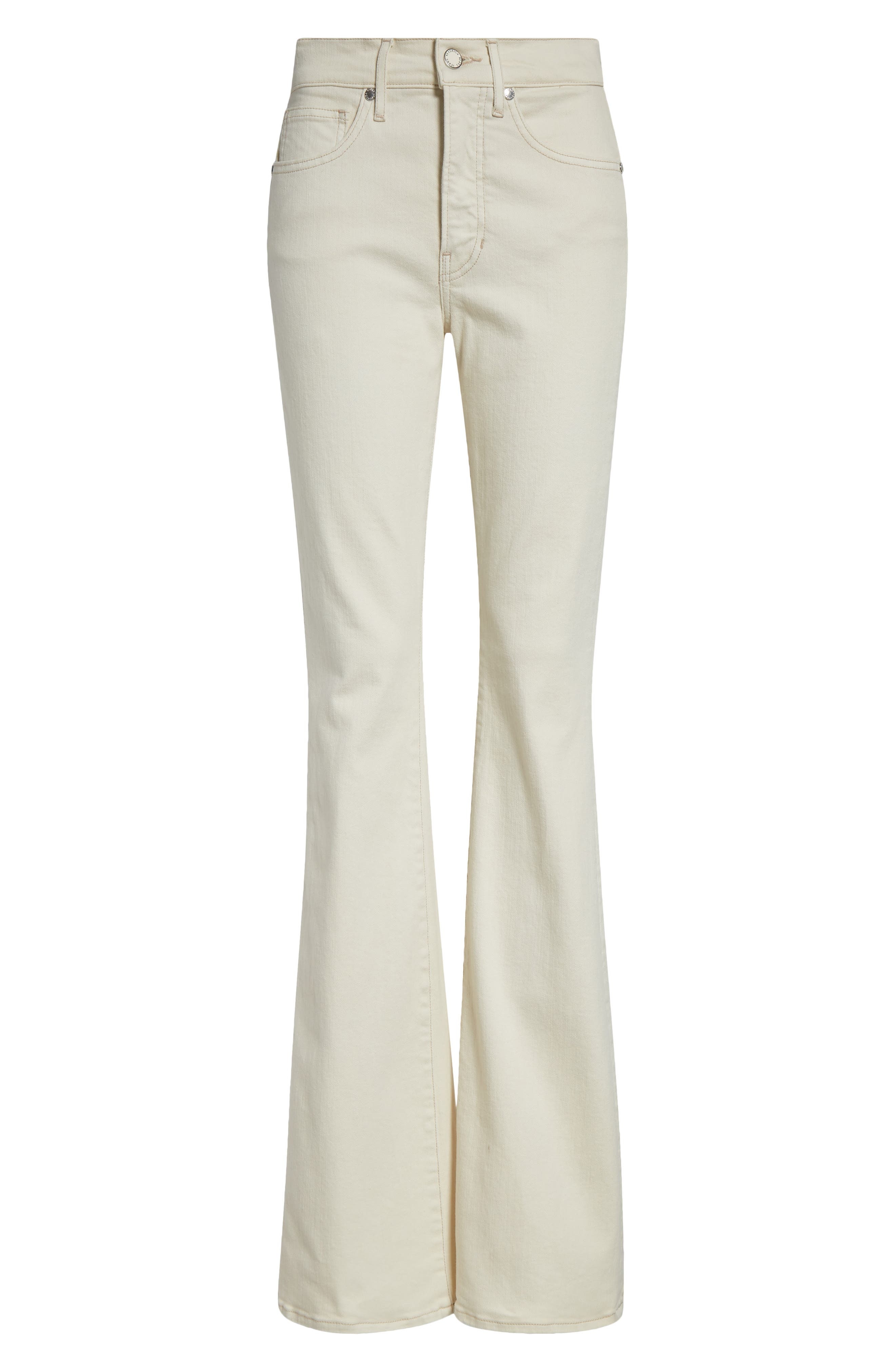 Veronica Beard Beverly High Waist Skinny Flare Jeans in Ecru at Nordstrom - 6