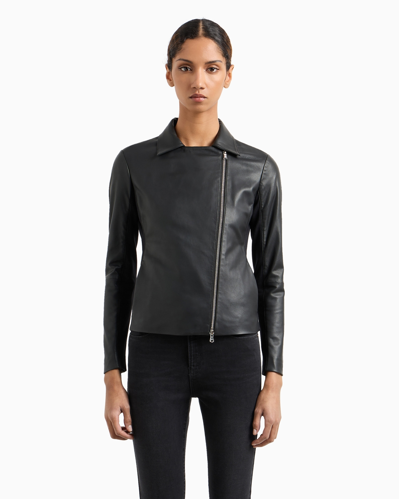 Semi-aniline nappa-lambskin jacket with jersey inserts - 4