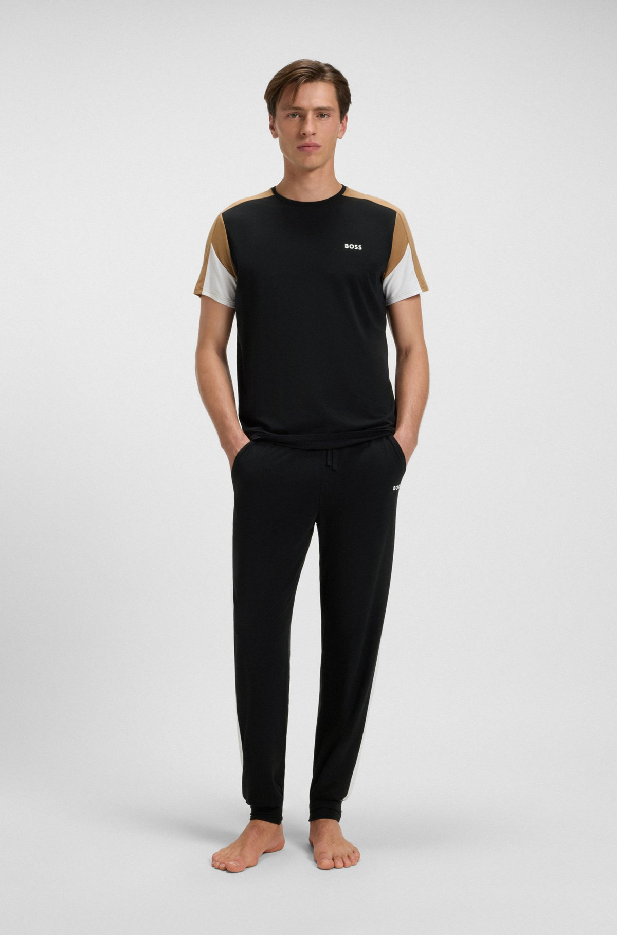 COTTON PAJAMA T-SHIRT WITH CONTRAST PANELS - 3