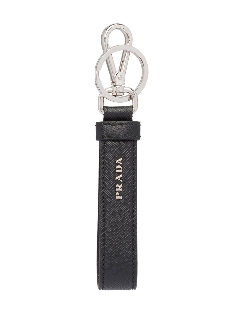 triangle-logo leather keychain - 2