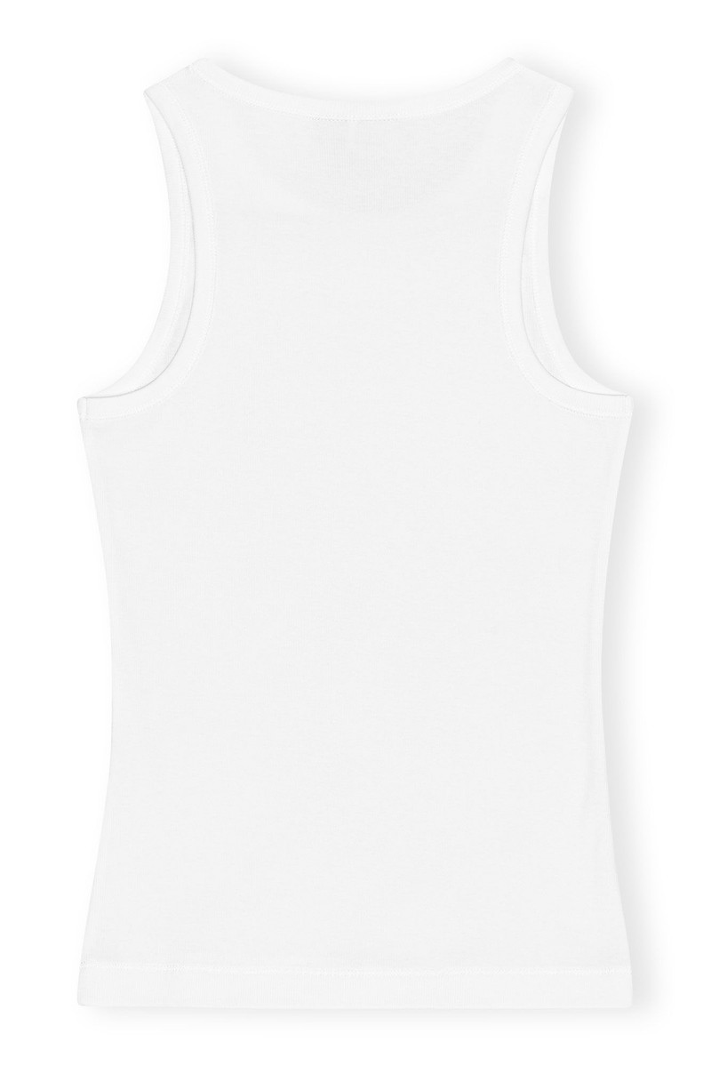 GANNI WHITE SOFT COTTON RIB TANK TOP outlook