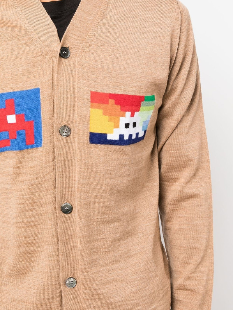 graphic-print V-neck cardigan 5
