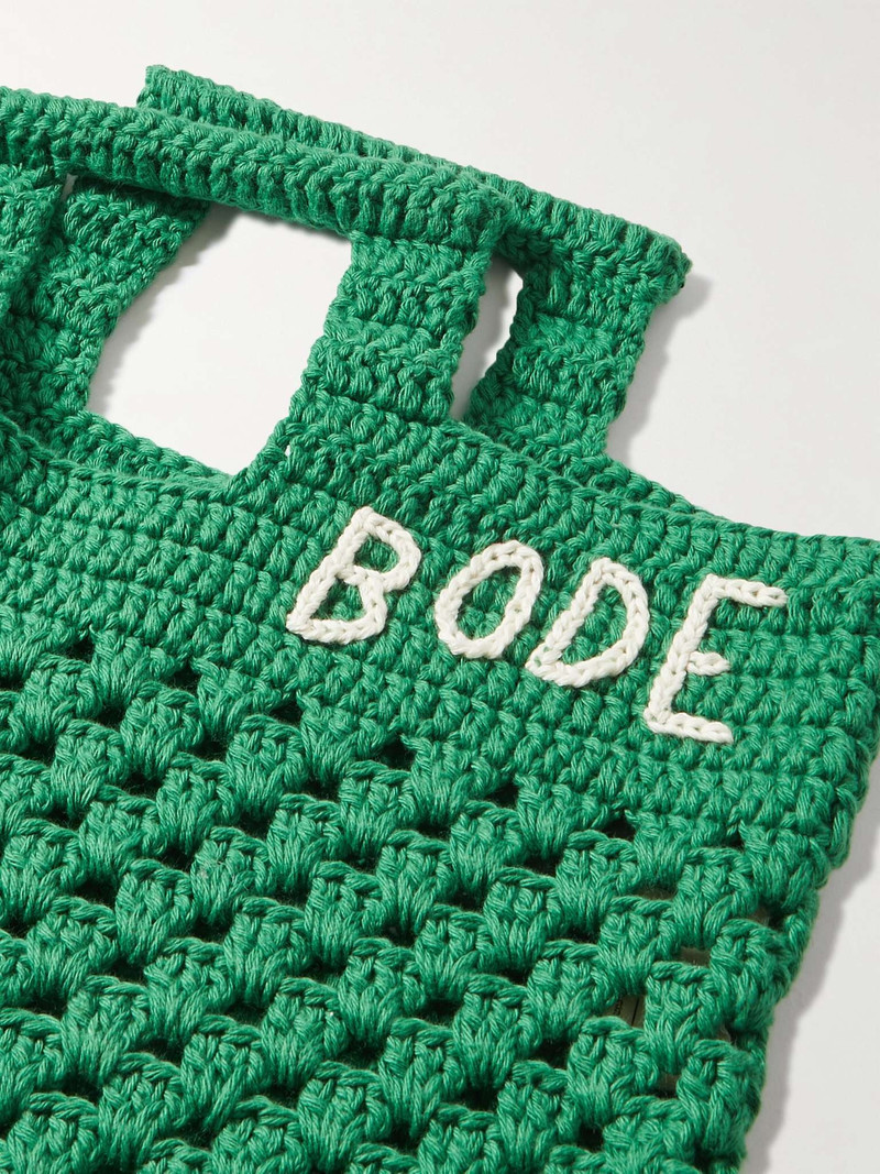 Logo-Embroidered Crocheted Cotton Tote Bag 5