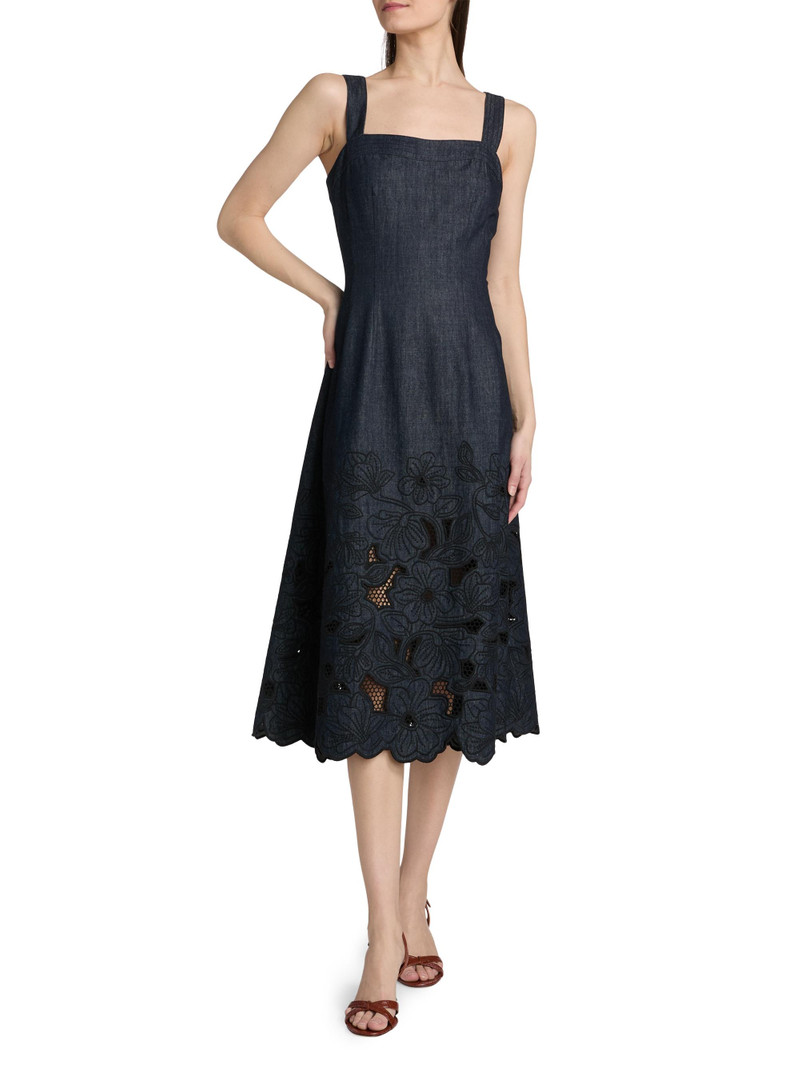 Women's Rosaura Floral Laser-Cut Midi-Dress - Indigo Rinse 3