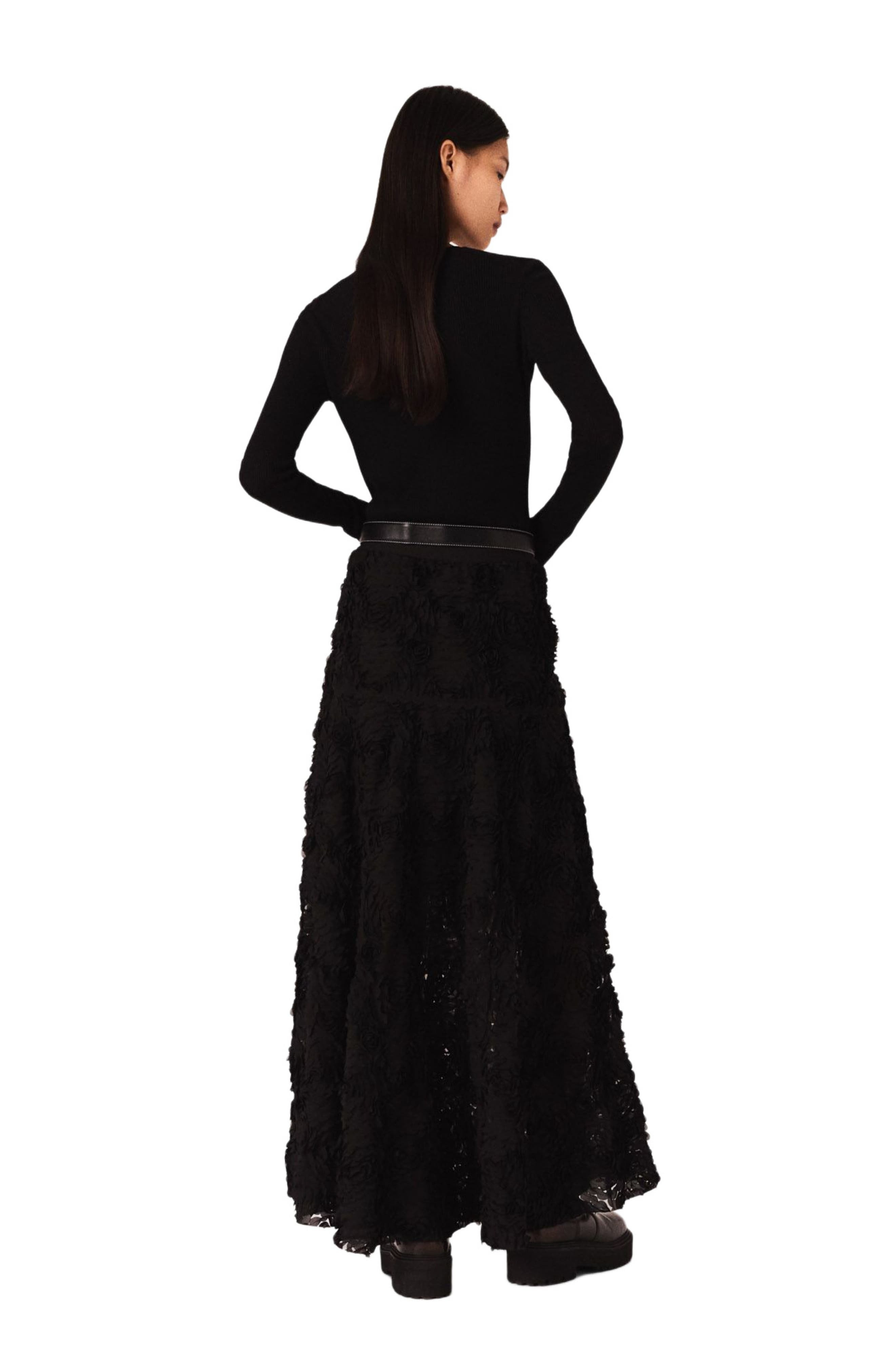 maje Long embroidered skirt in Black at Nordstrom - 2
