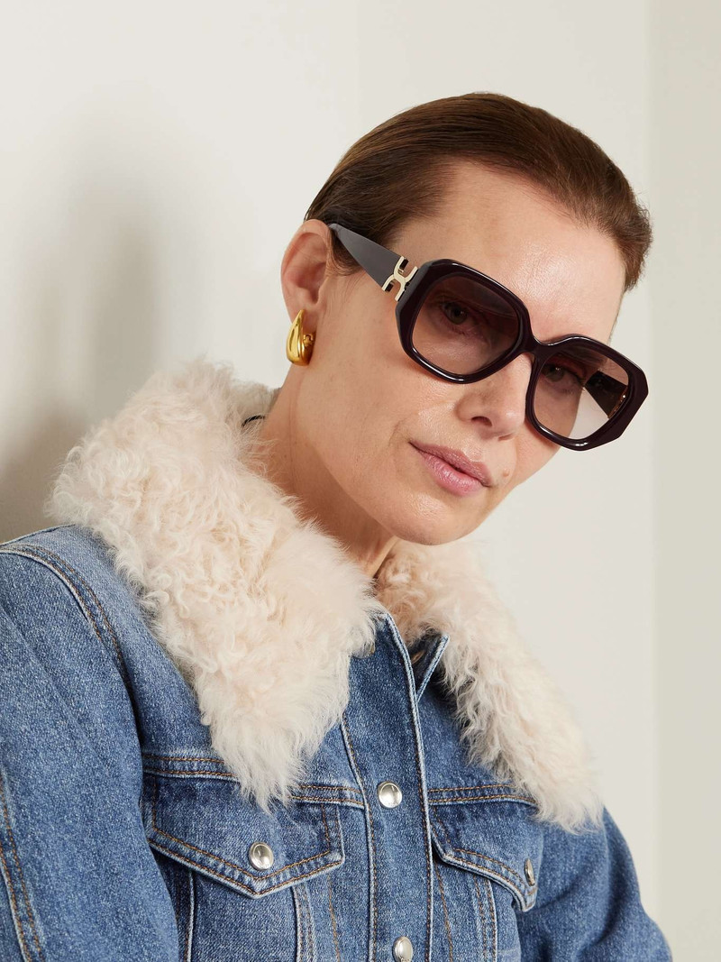 Chloé Oversized square-frame acetate and gold-tone sunglasses outlook