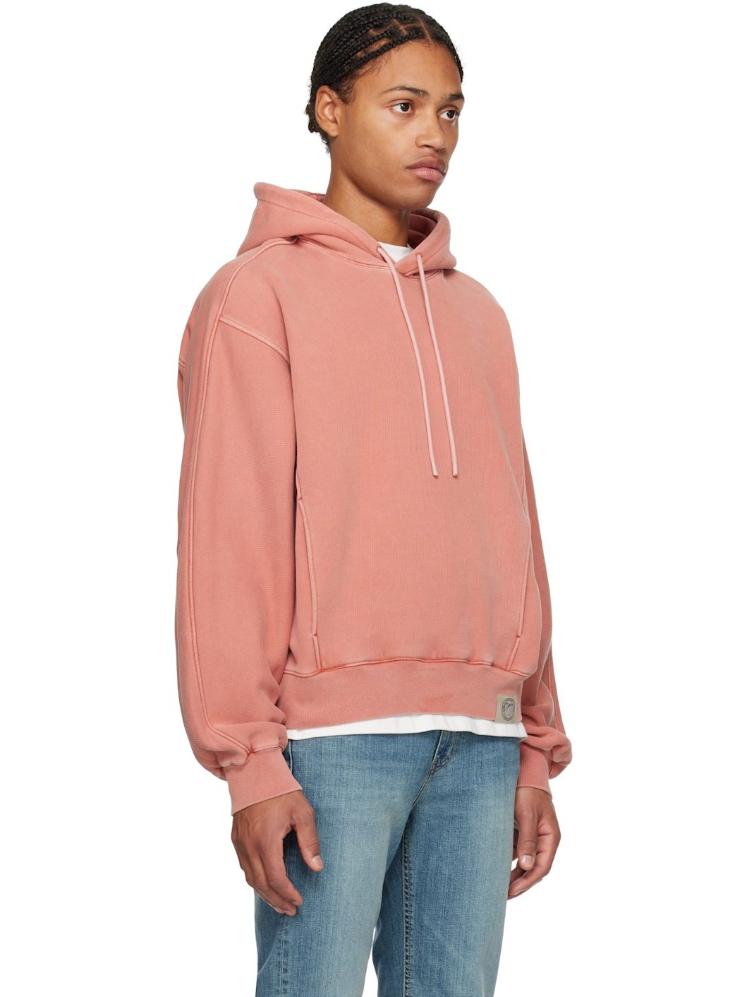 Pink Solid Dyeing Hoodie - 2