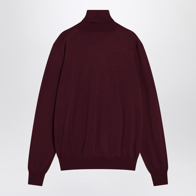 Saint Laurent Burgundy Turtleneck Sweater In Wool Men - 2