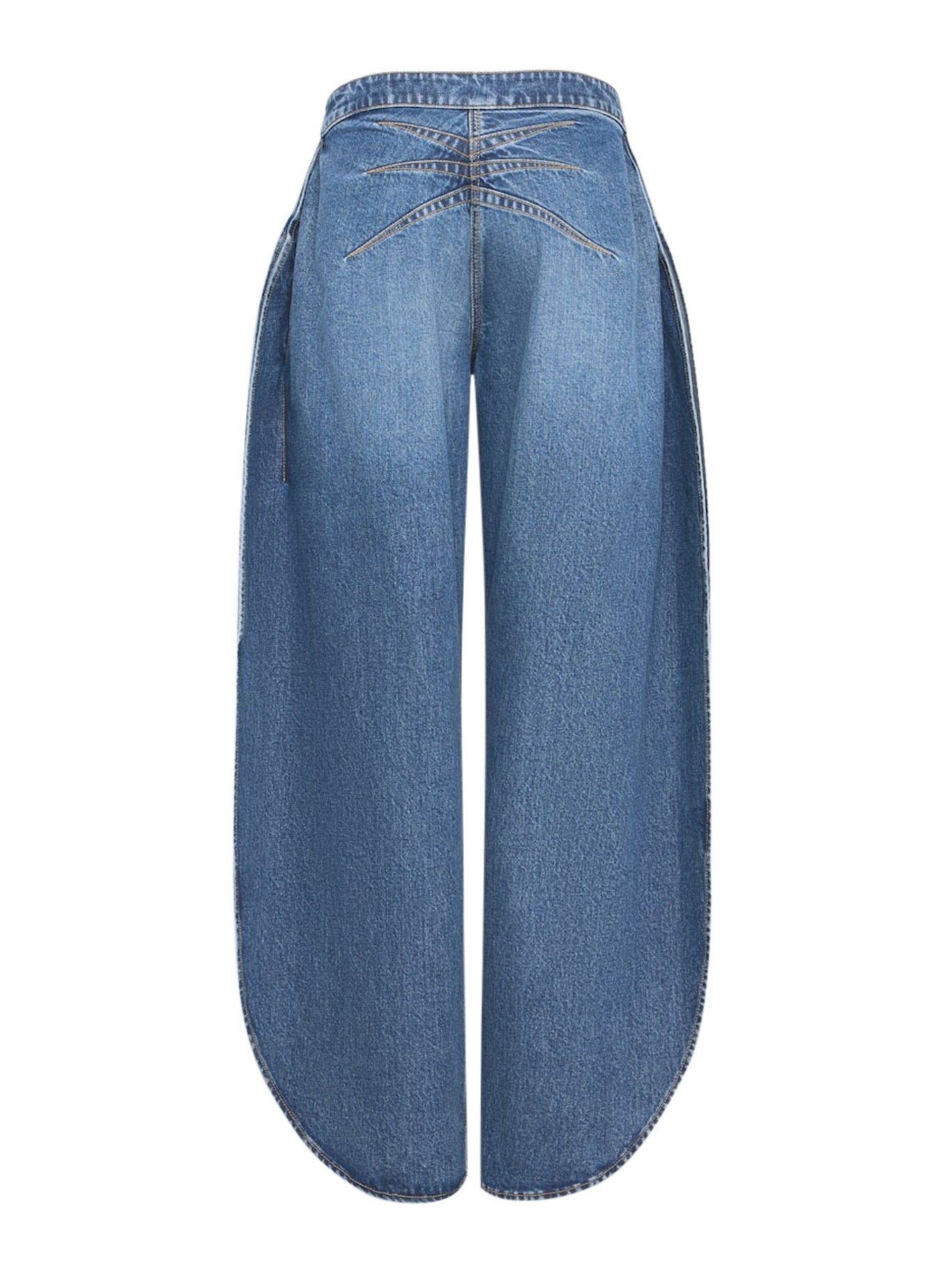 STONE WASHED DENIM ROUNDED JEANS - 5