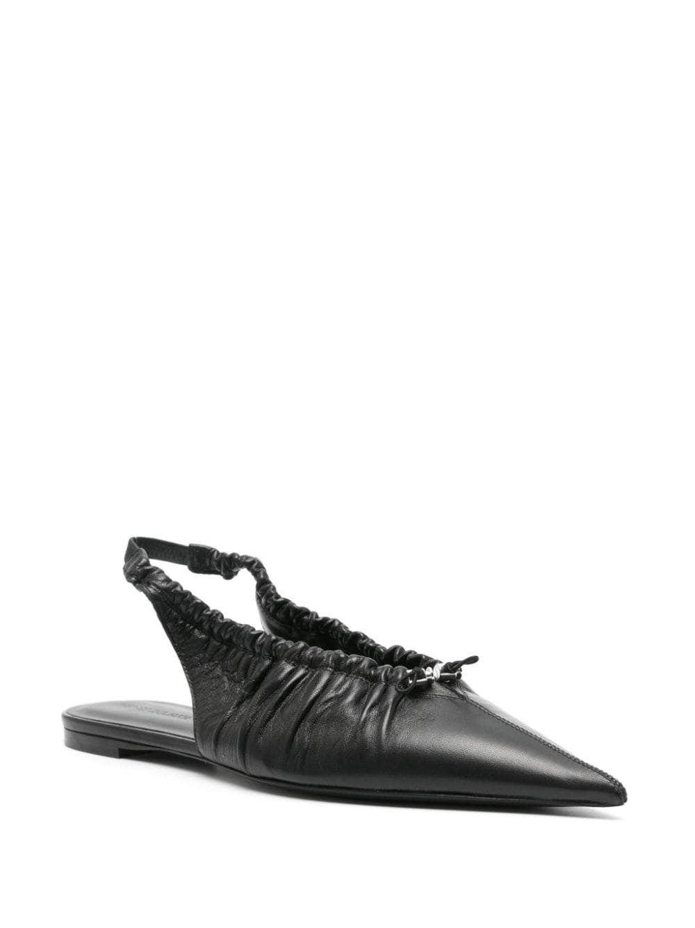 pointed-toe leather ballerina shoes - 2