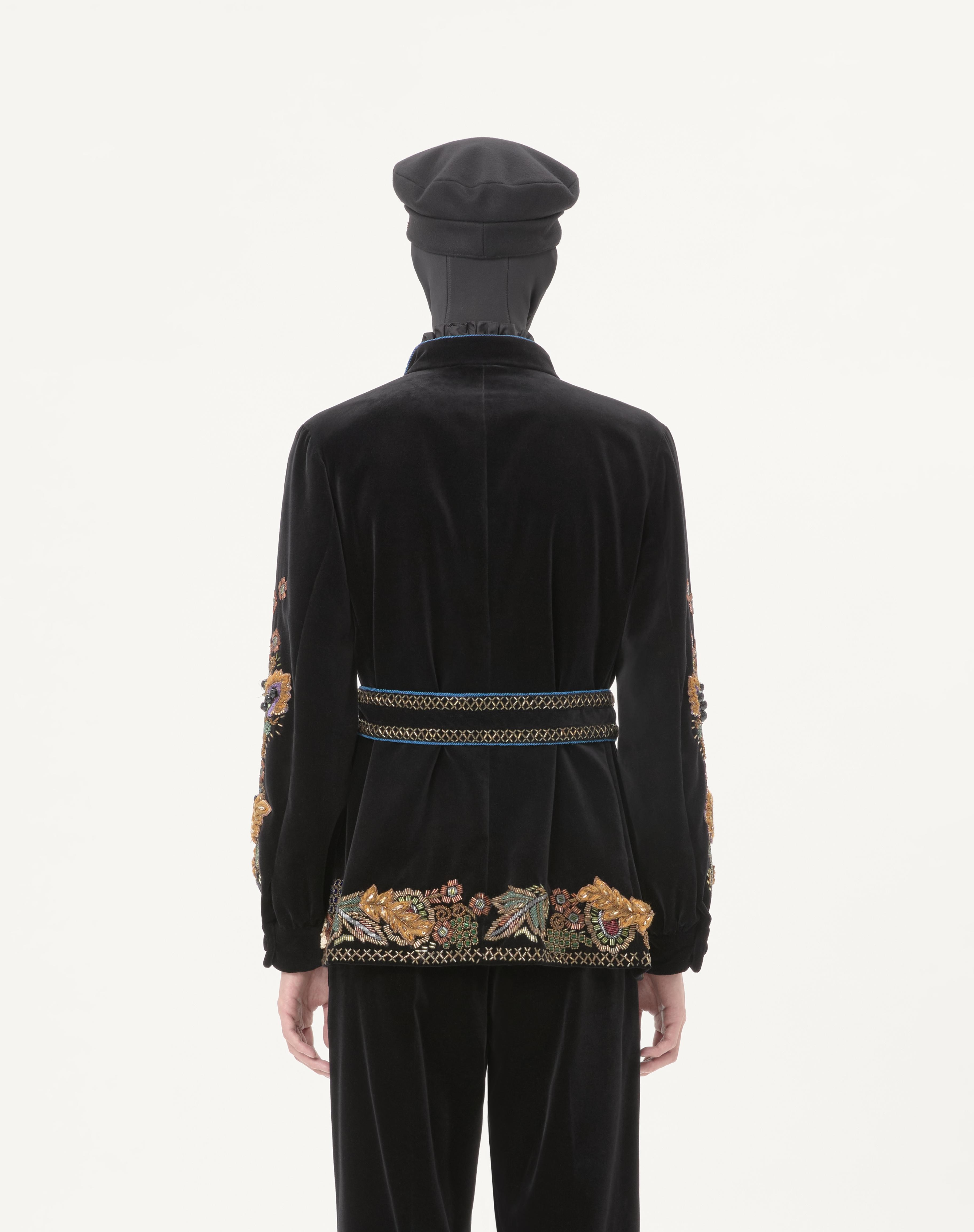 VALENTINO EMBROIDERED COTTON VELVET JACKET WITH BELT - 7