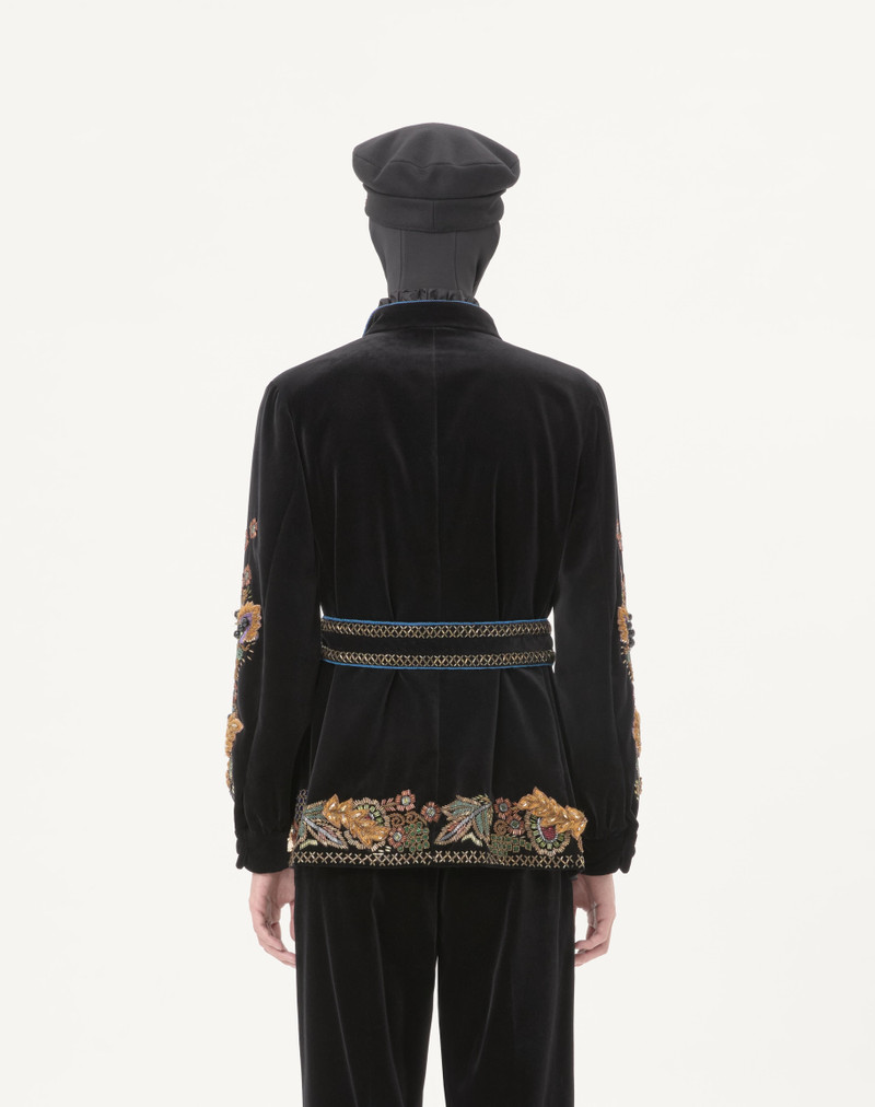 VALENTINO EMBROIDERED COTTON VELVET JACKET WITH BELT 7