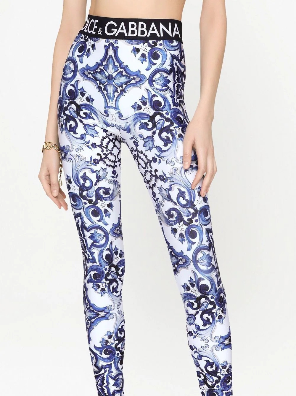 Majolica-print jersey leggings - 5
