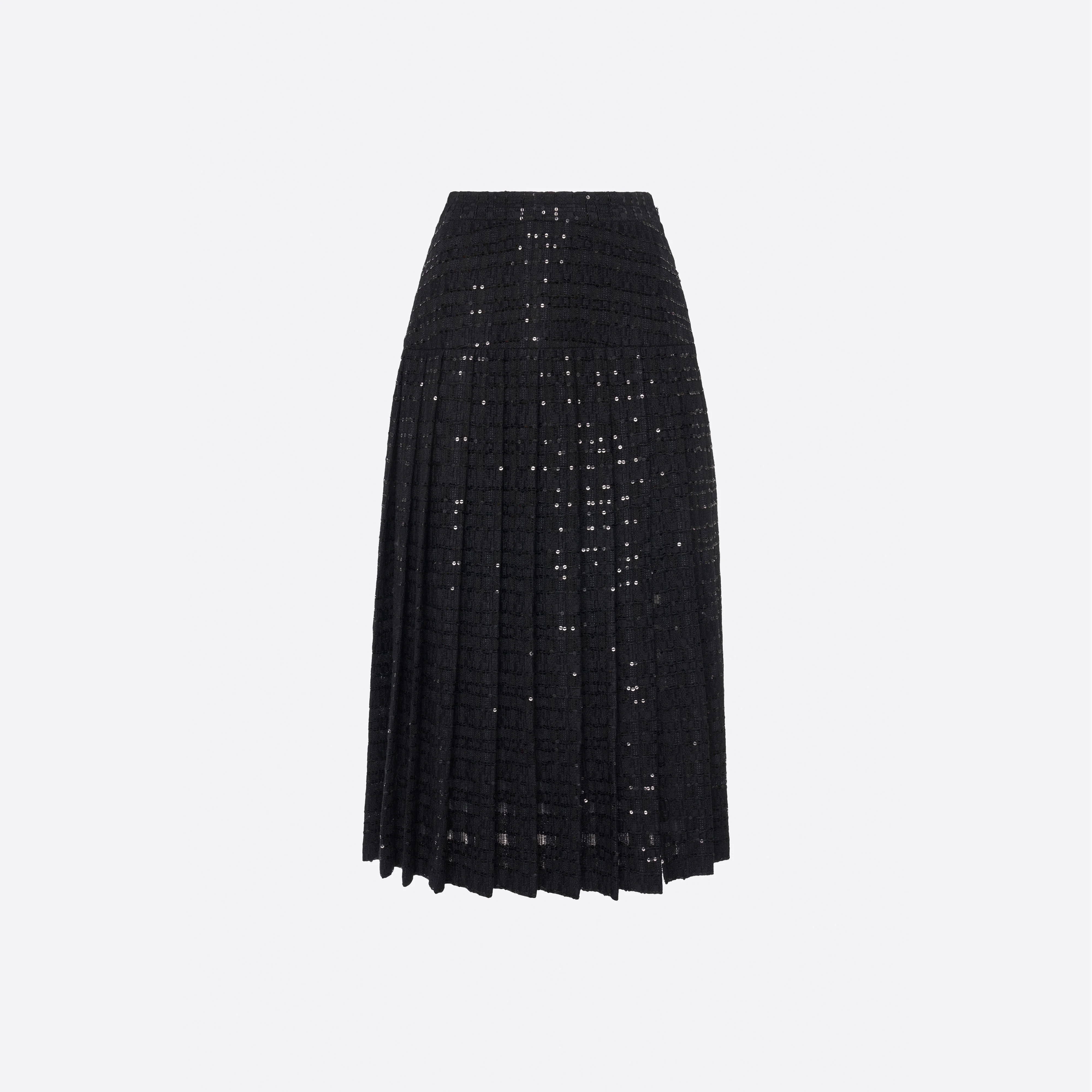 SEQUIN TWEED PLEATED SKIRT - 1