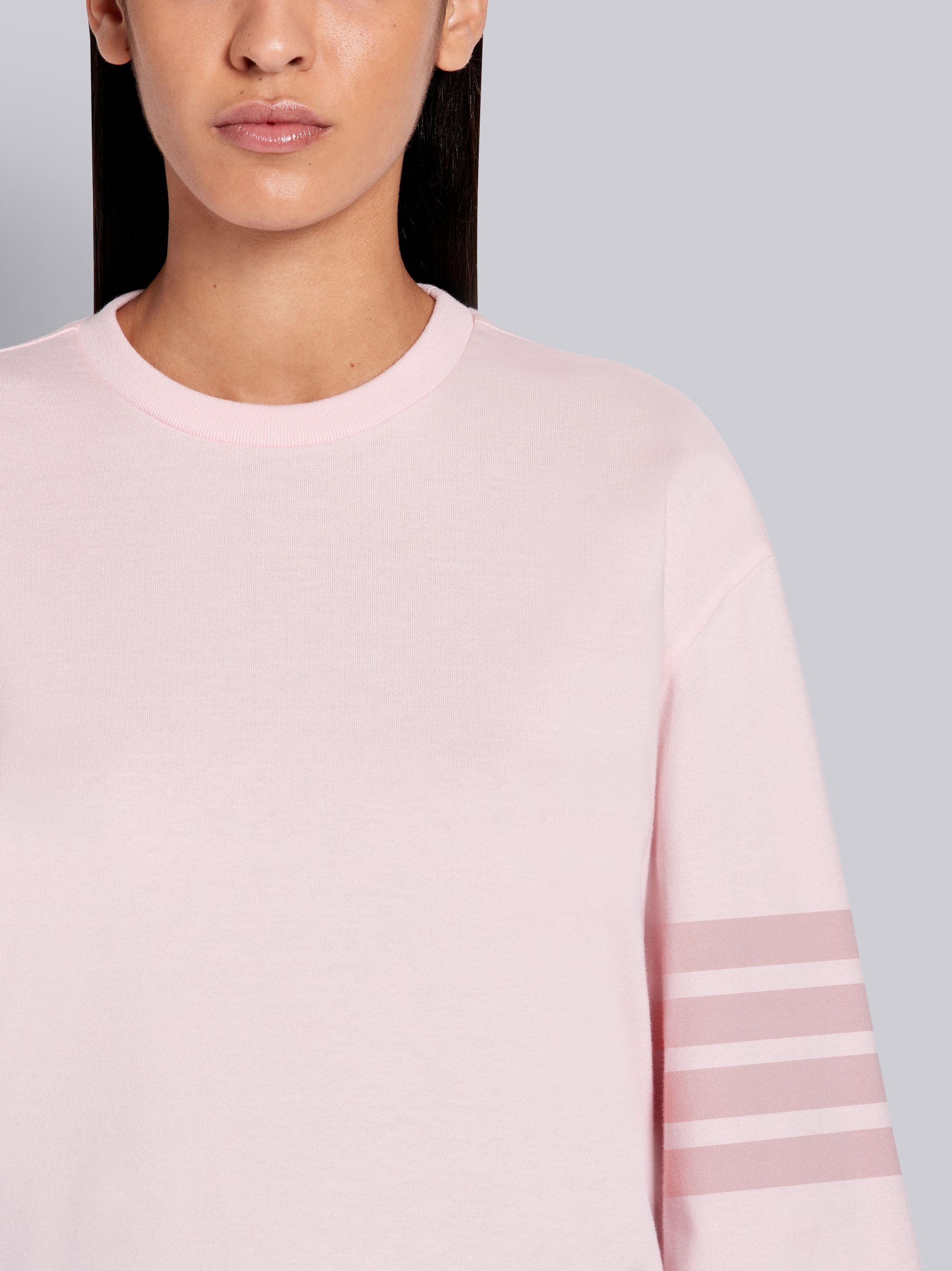 Light Pink Cotton Jersey Long Sleeve Tonal 4-Bar Rugby T-shirt - 5