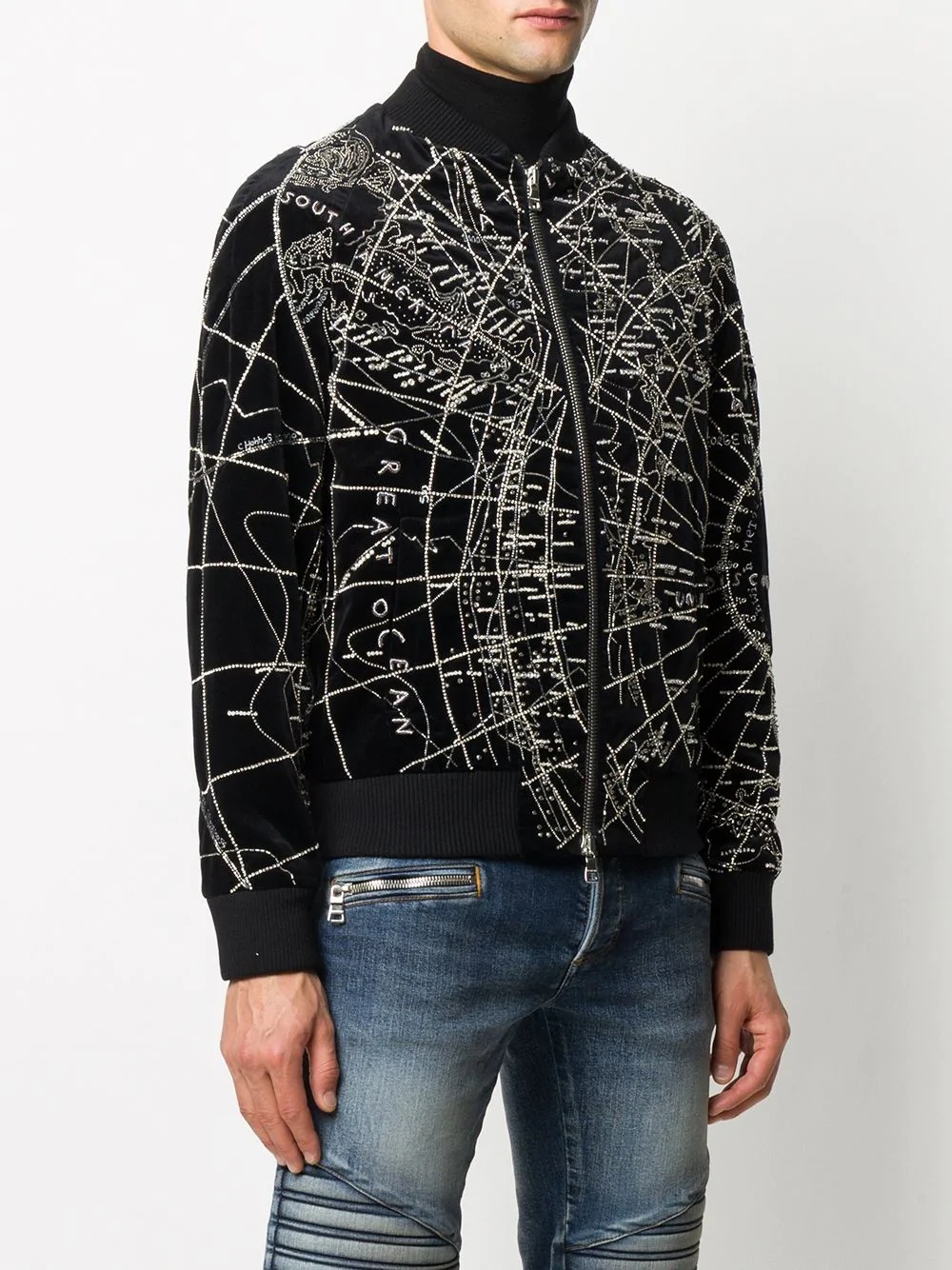 map embroidery bomber jacket - 3