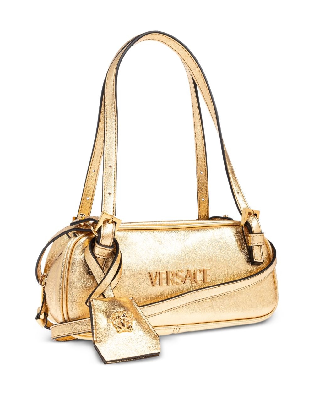 metallic leather shoulder bag - 4