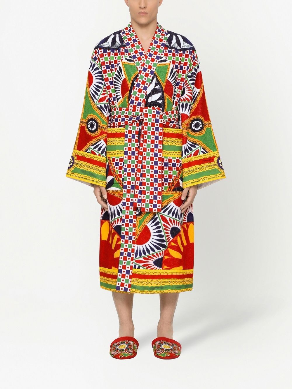 graphic-print long sleeve bathrobe - 4