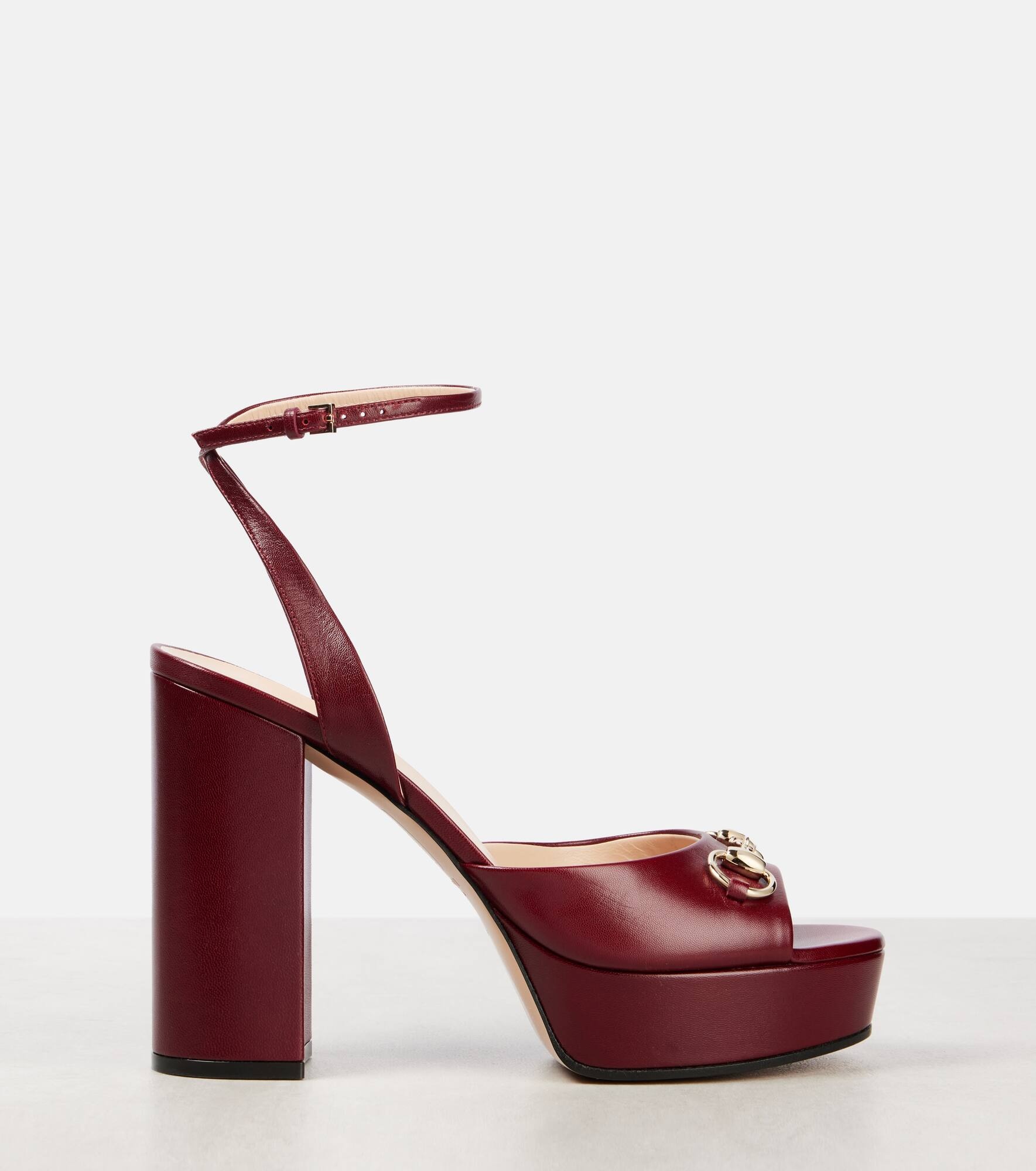 Horsebit leather platform sandals - 4