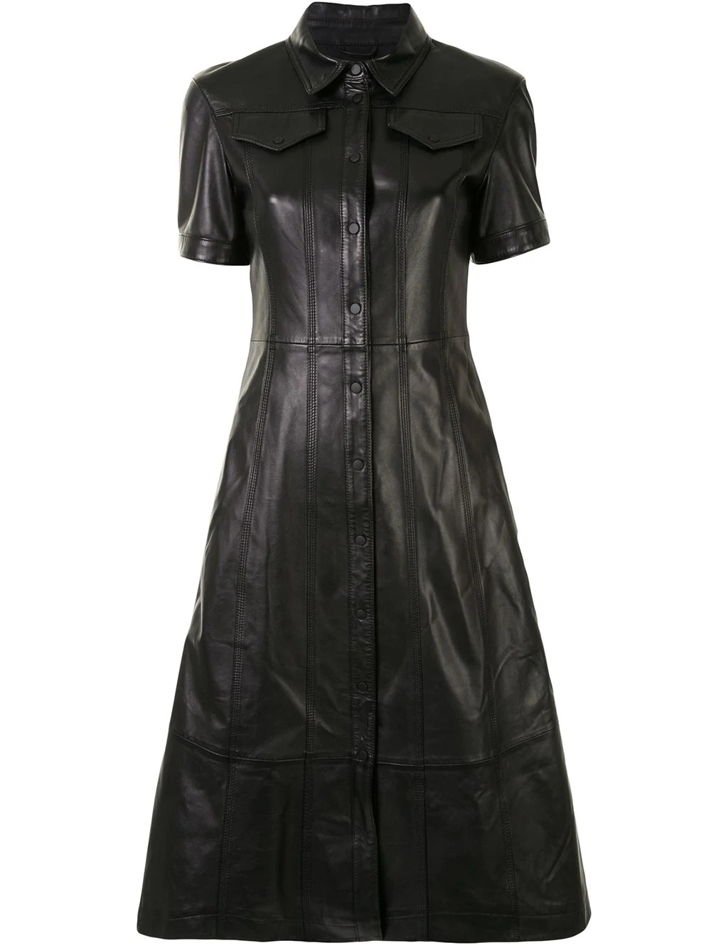 nappa leather shirtdress - 1