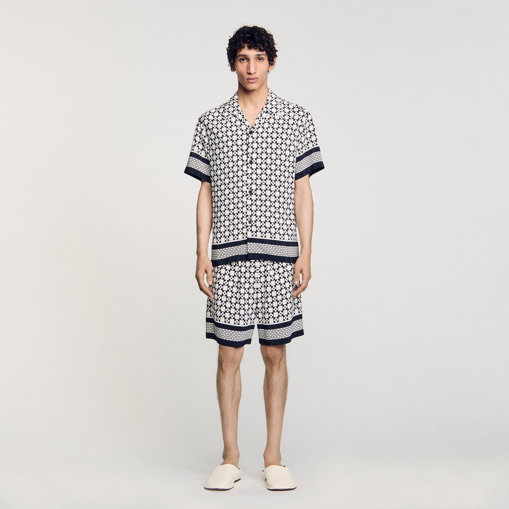 SQUARE CROSS MOTIF FLOWING SHIRT - 2