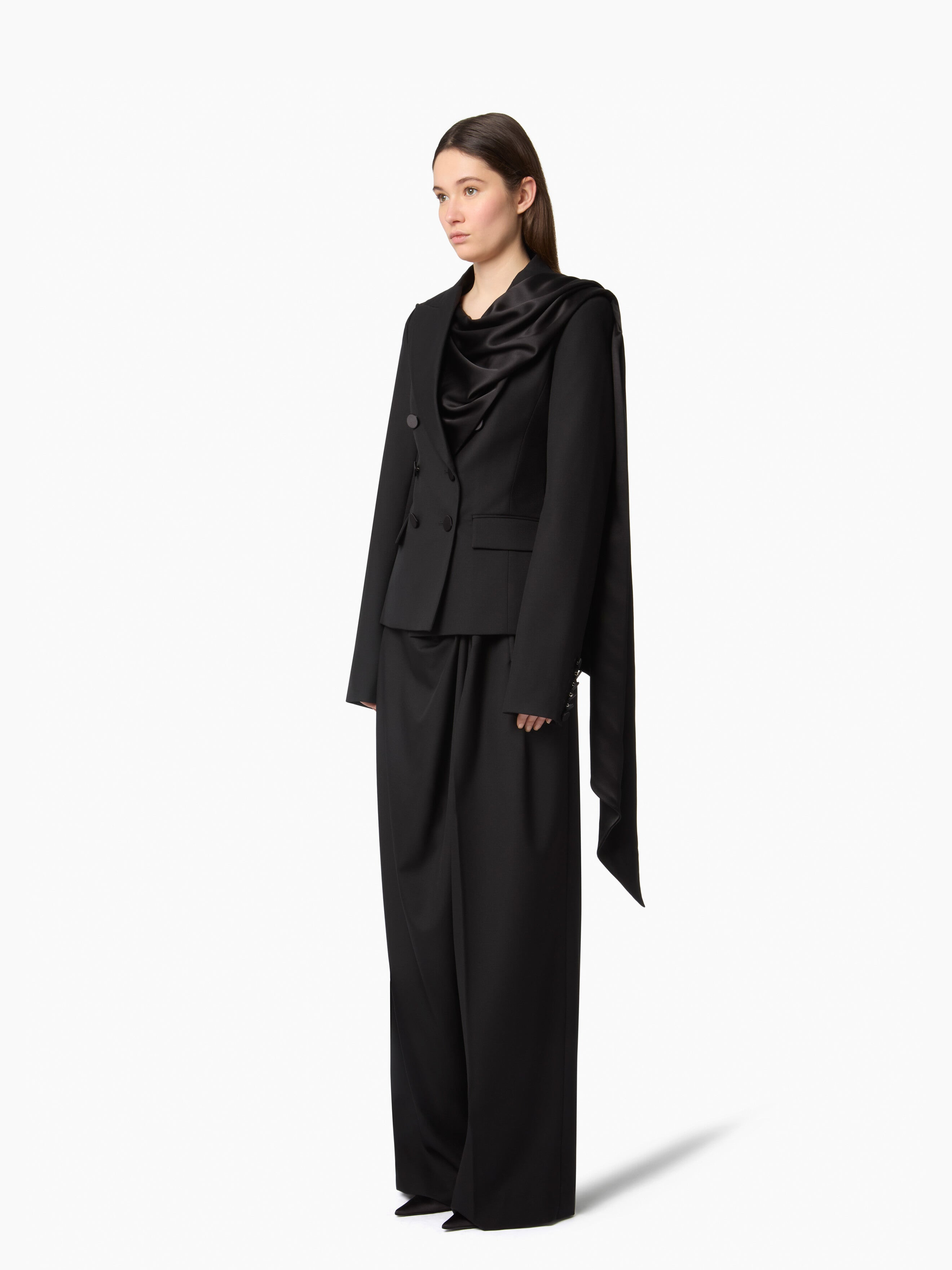 Black Large Draped Pants - 2
