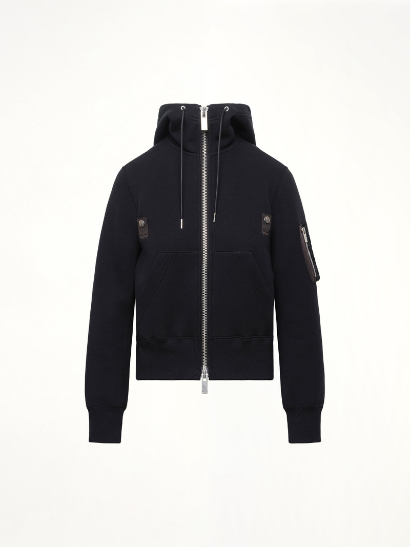 sacai Sponge Sweat x Nylon Twill Hoodie in Black outlook