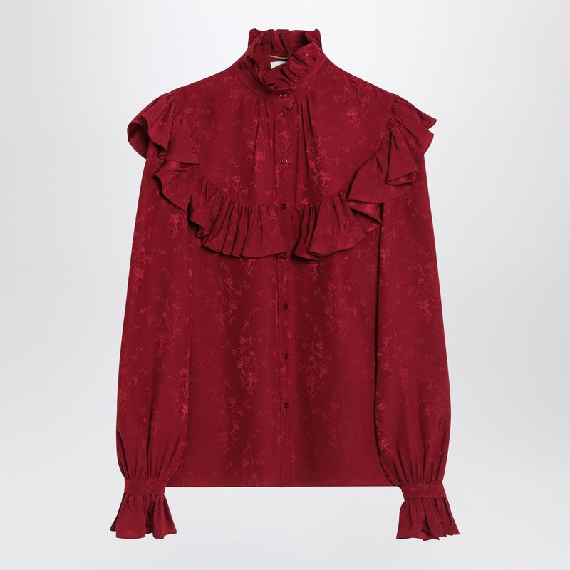 Saint Laurent Red Damask Silk Shirt Women - 1