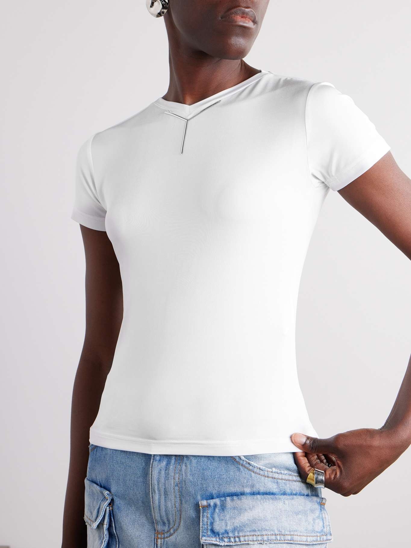 Embellished stretch-jersey T-shirt - 3