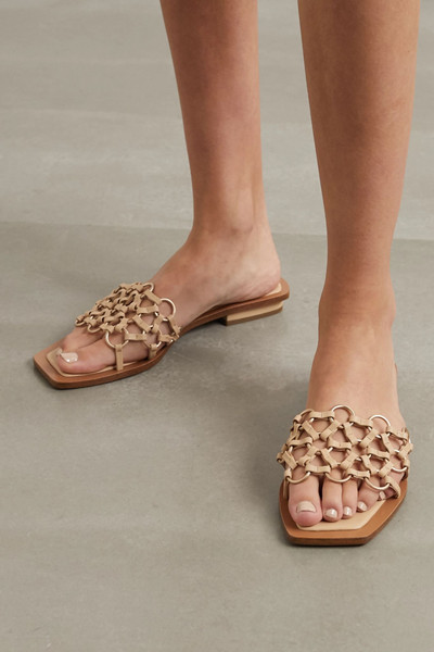 Cult Gaia Bea embellished woven leather sandals outlook