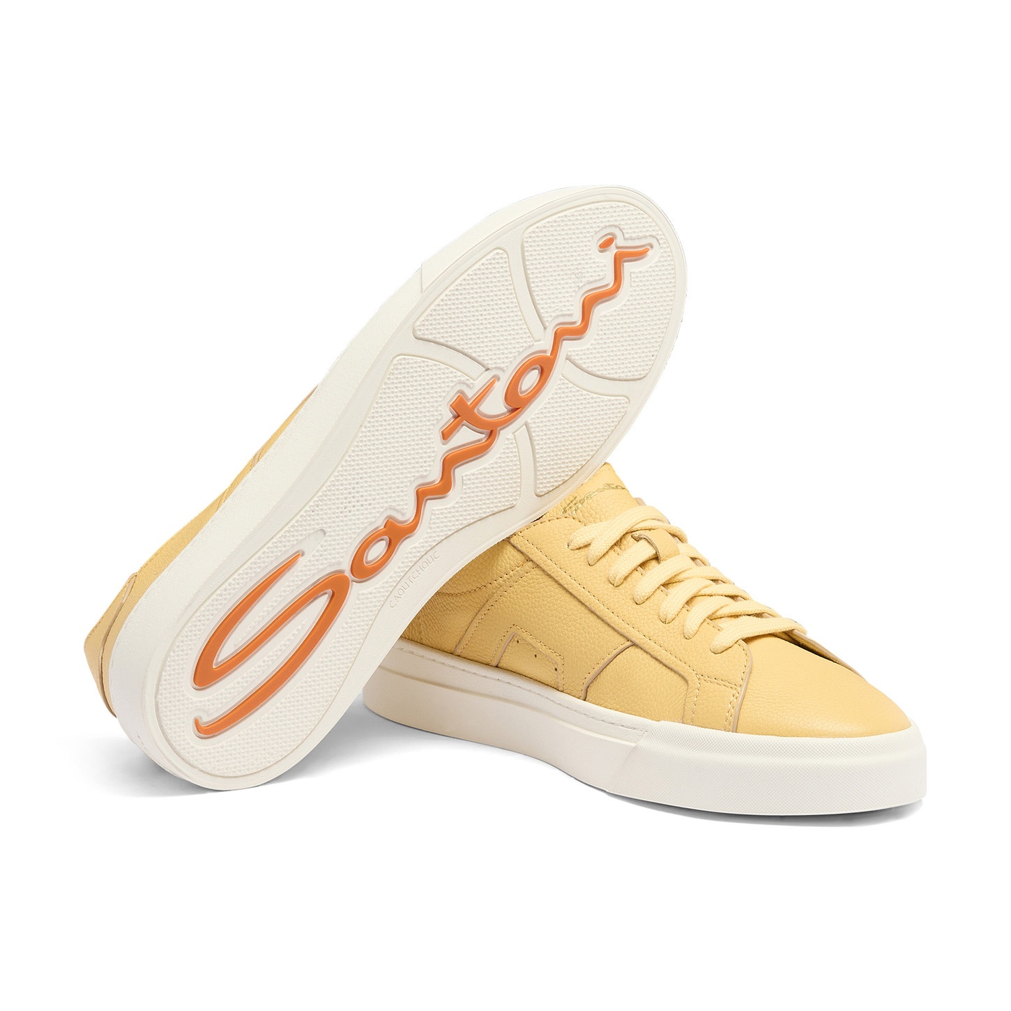 Men's yellow tumbled leather Double Buckle Sneaker - 4