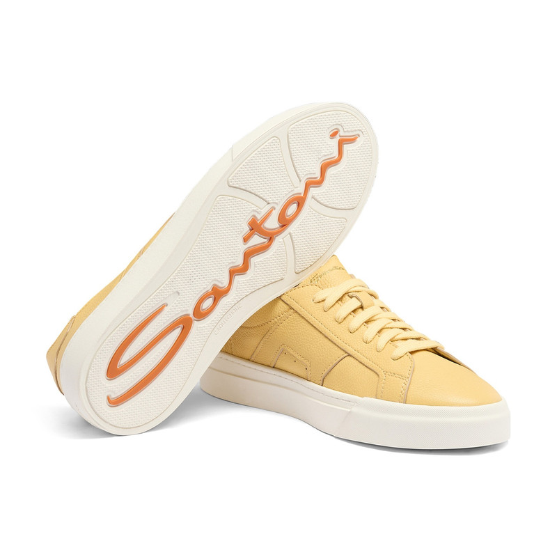 Men's yellow tumbled leather Double Buckle Sneaker 4