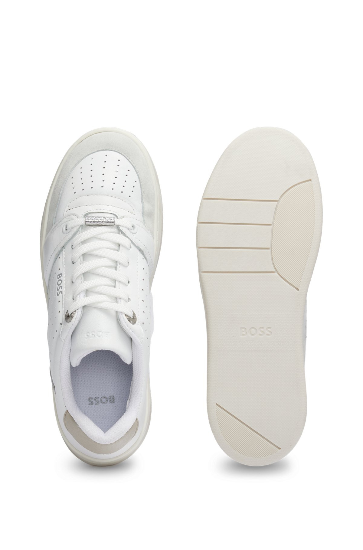 LEATHER TRAINERS WITH SUEDE TRIMS AND PERFORATIONS - 4