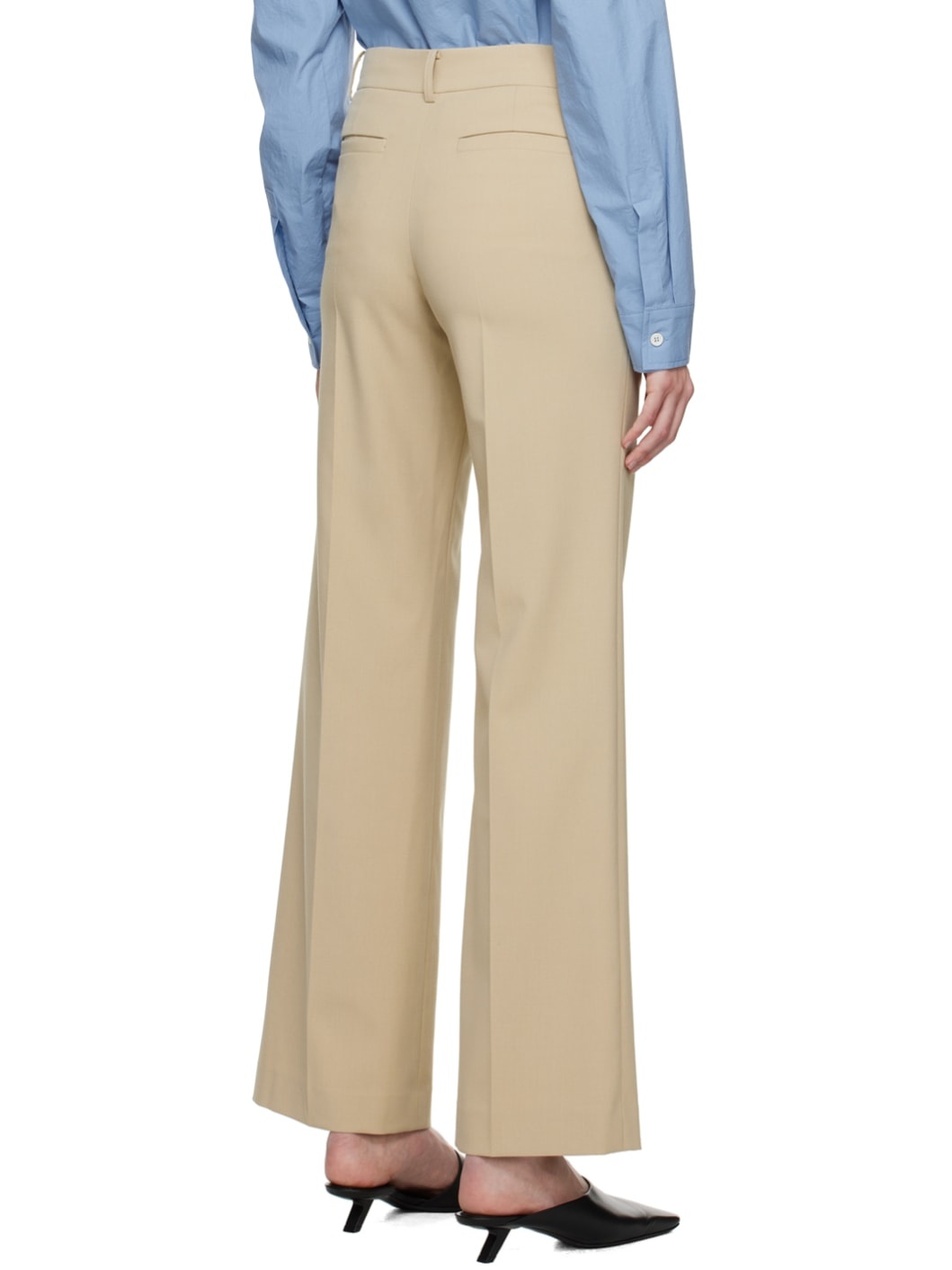 Beige Creased Trousers - 3