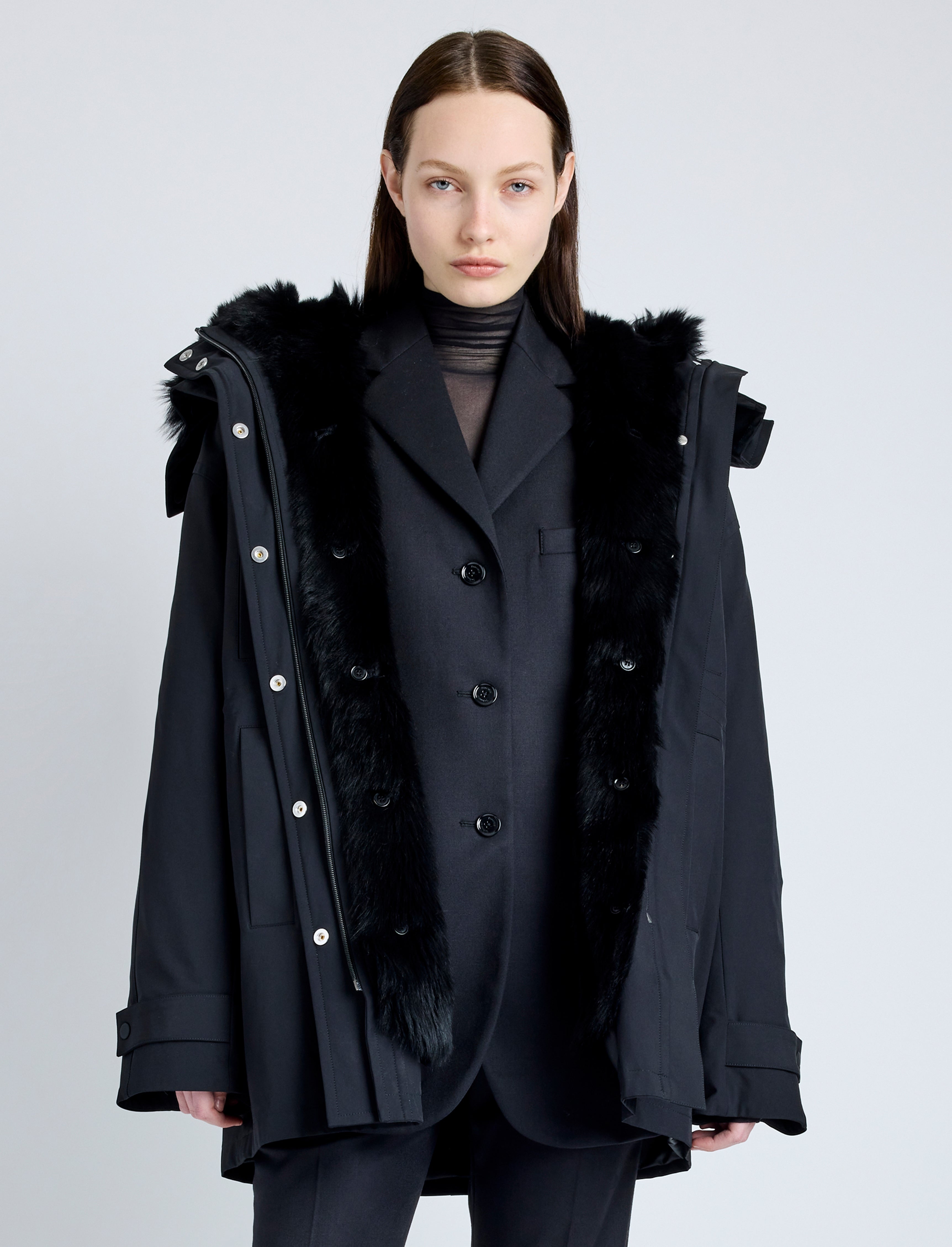 Wilder Coat in Stretch Nylon with Shearling Lining - 2