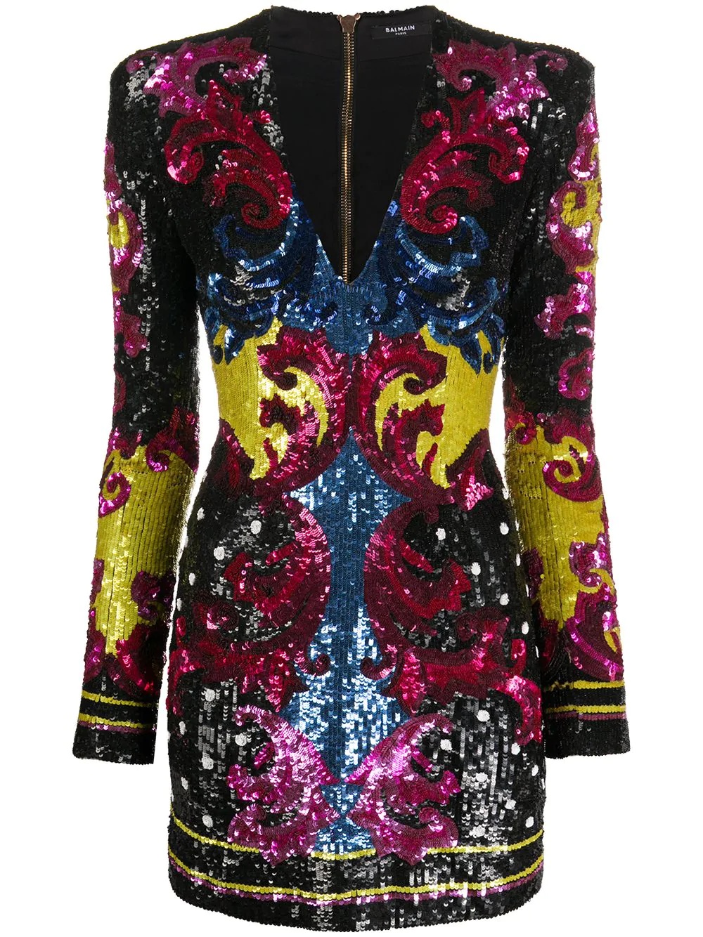 baroque embroidered mini dress - 1